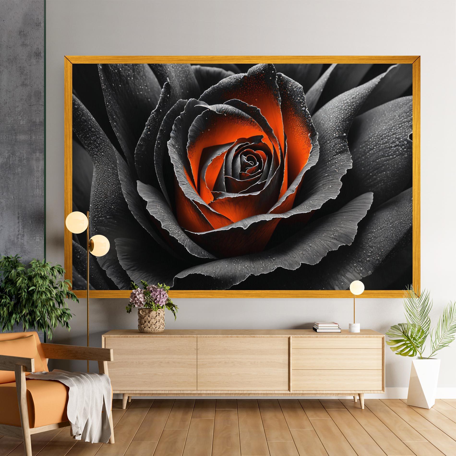 Картина на платно Grey Orange Rose mockup 9