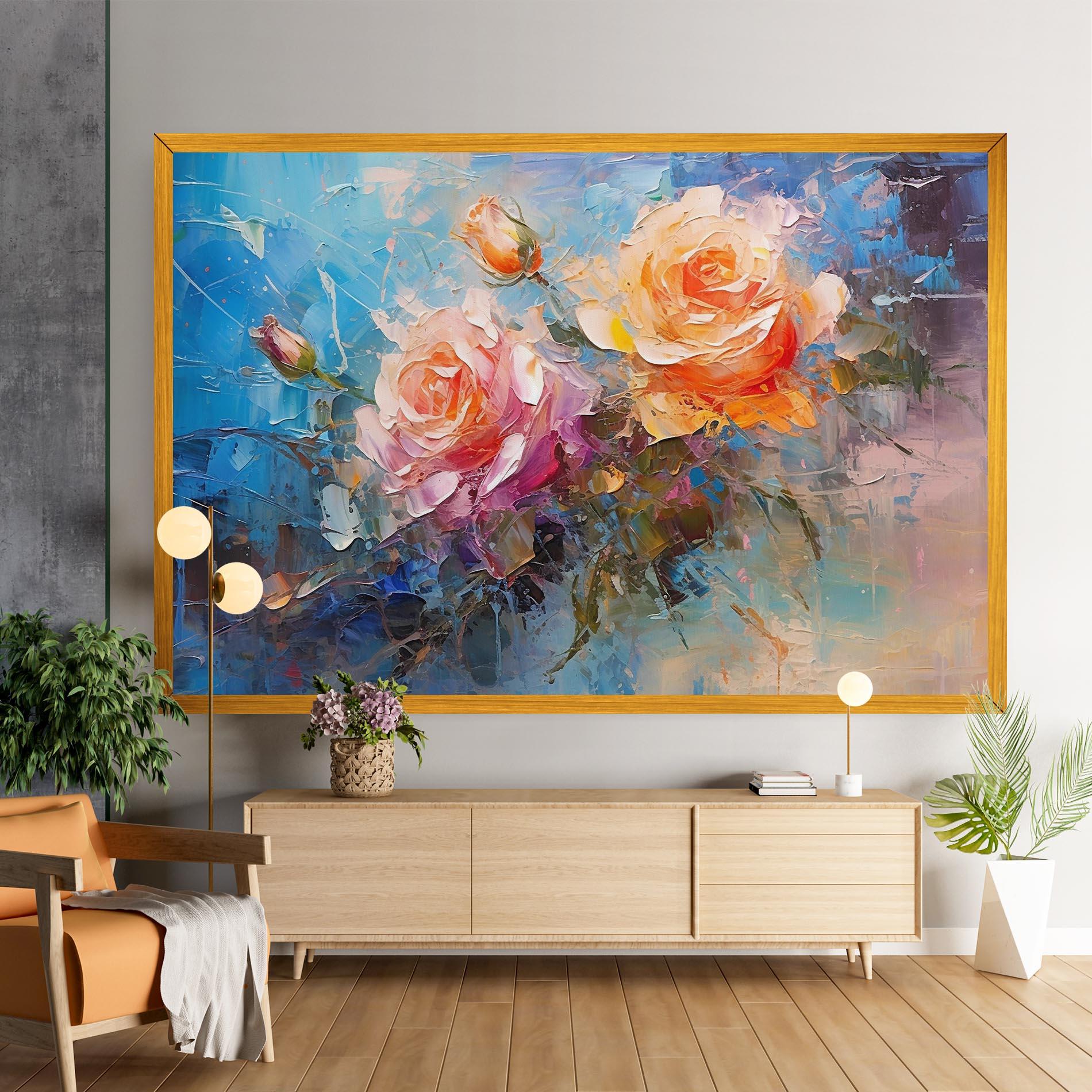 Картина на платно Light Orange Rose Painting mockup 9