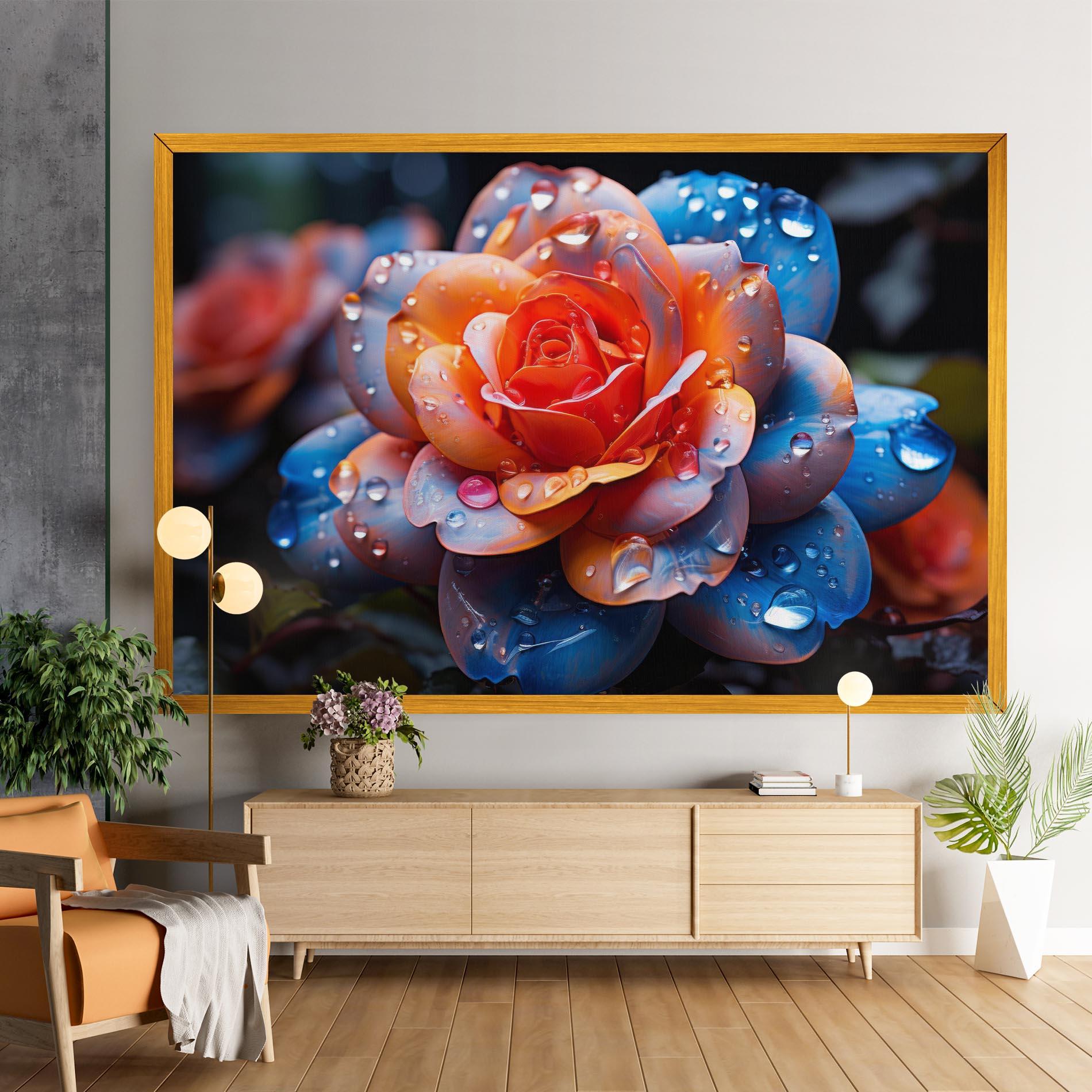 Картина на платно Orange Blue Rose mockup 9