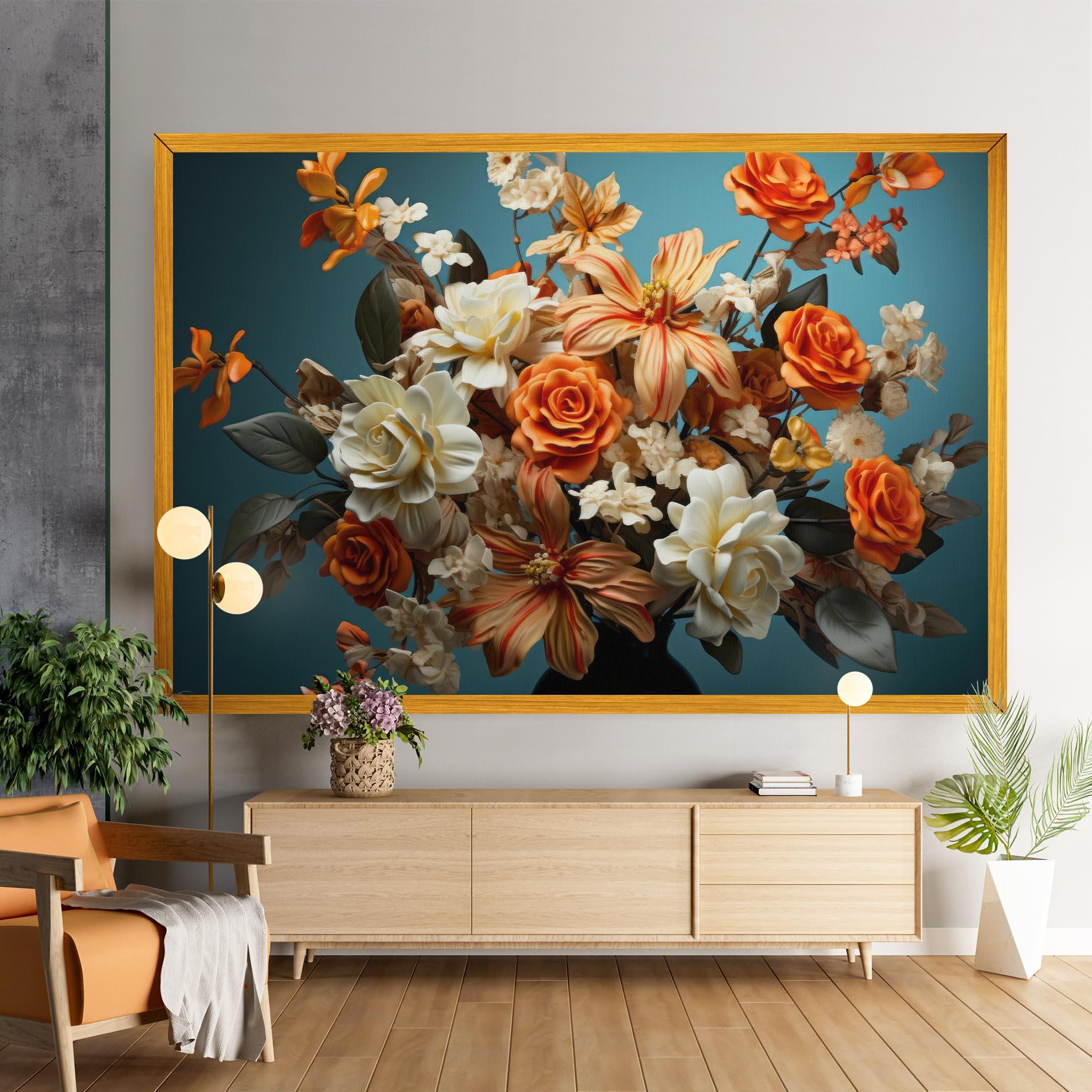 Картина на платно Orange Cream Rose mockup 9
