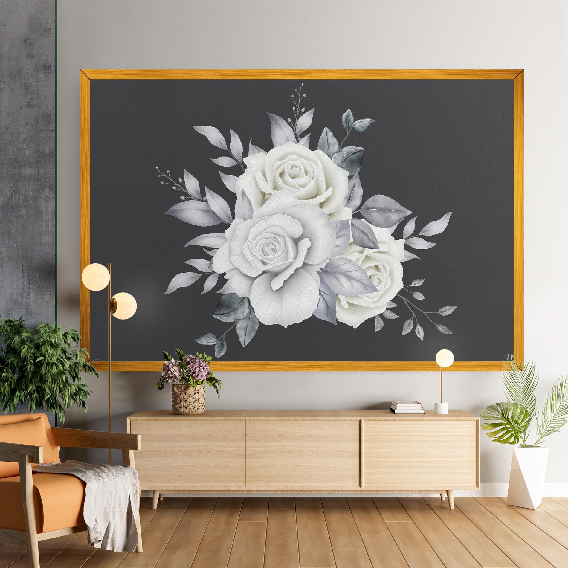 Картина на платно White Grey Rose mockup 9