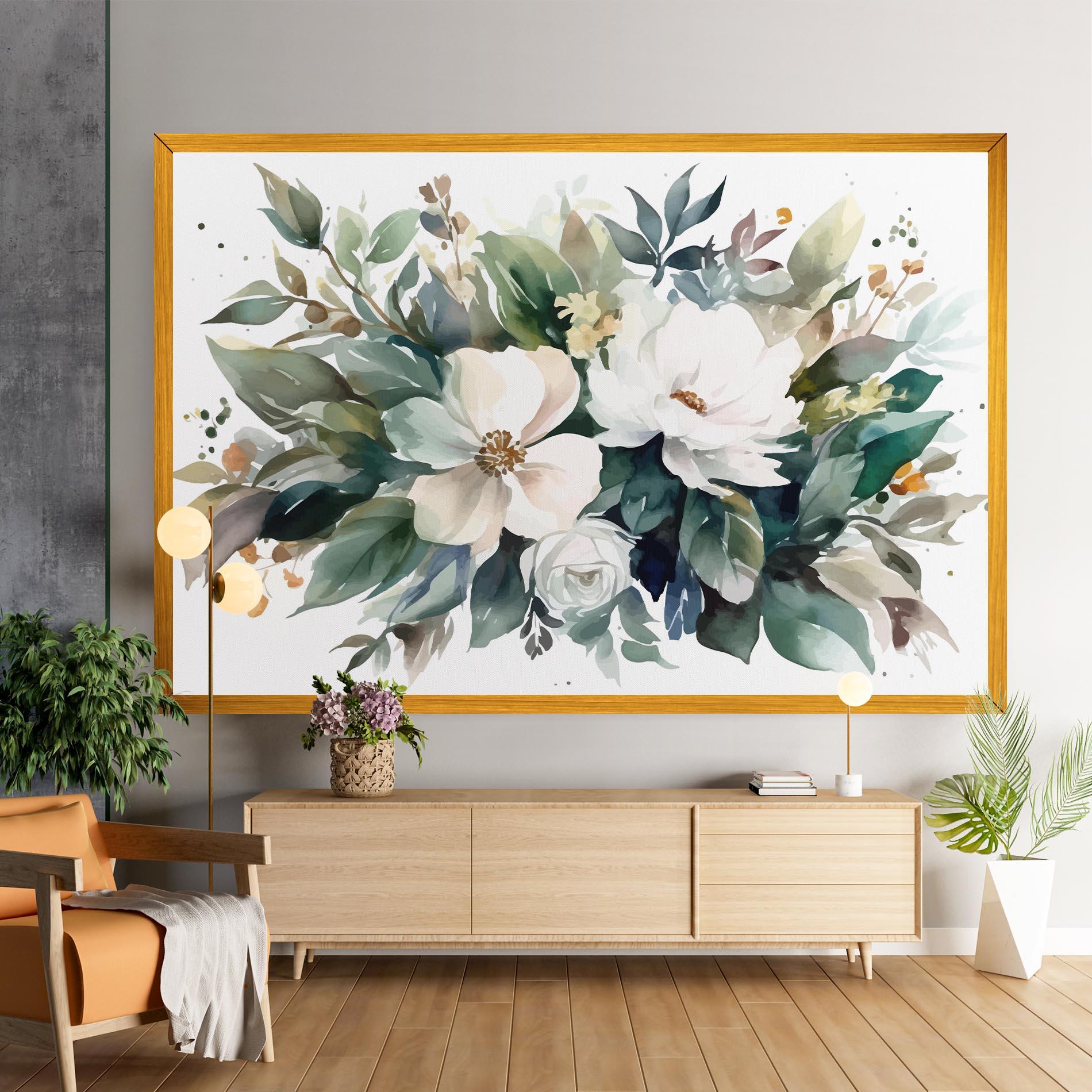 Картина на платно White Rose Paint mockup 9