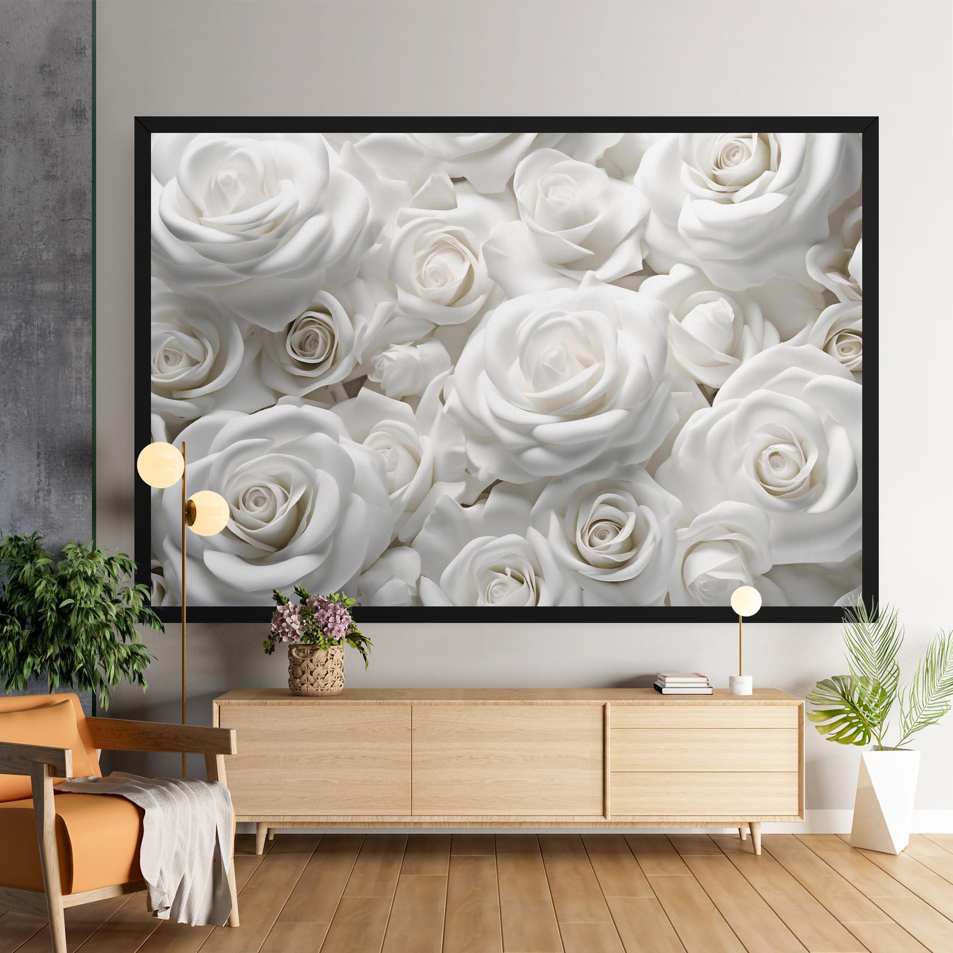 Картина на платно 3d White Roses mockup 9