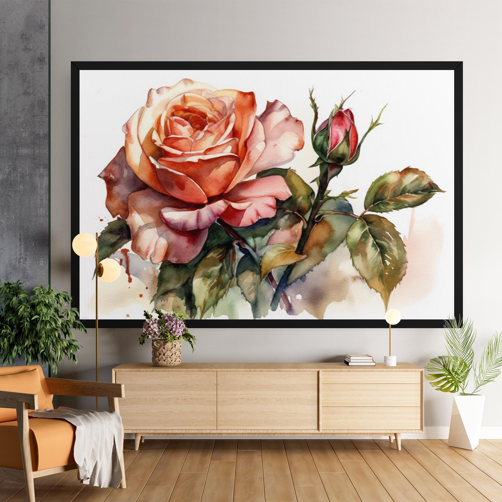 Картина на платно Big Rose Painted mockup 9