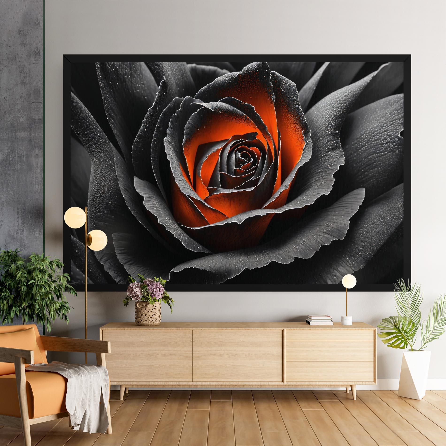 Картина на платно Grey Orange Rose mockup 9