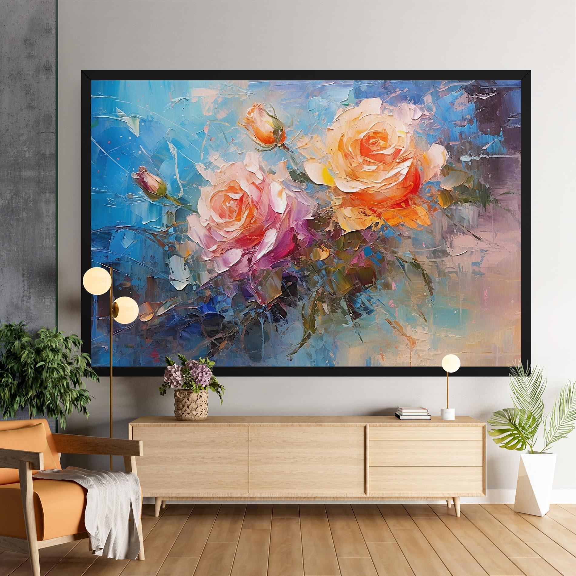Картина на платно Light Orange Rose Painting mockup 9
