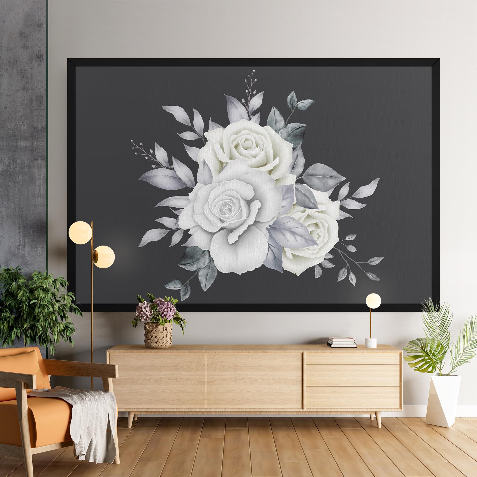 Картина на платно White Grey Rose mockup 9