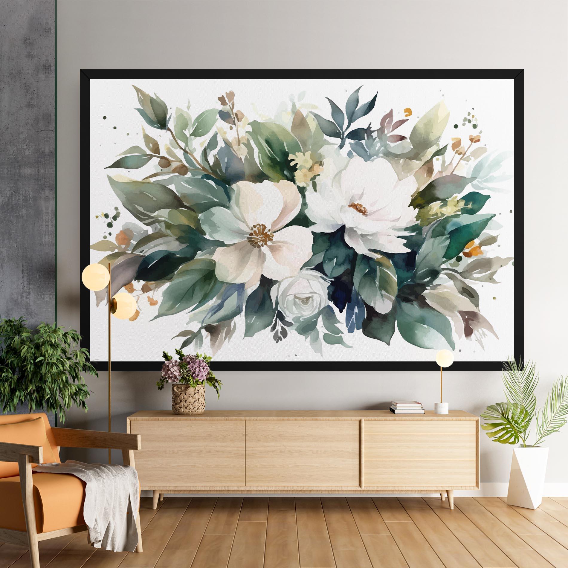 Картина на платно White Rose Paint mockup 9