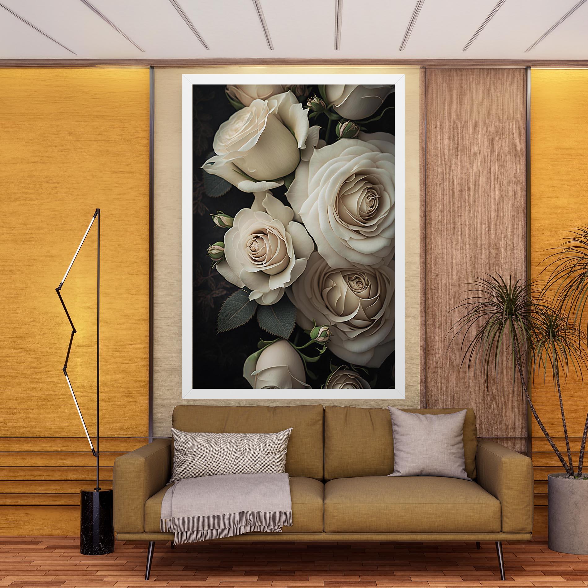 Картина на платно Cream Roses Close Up mockup 9