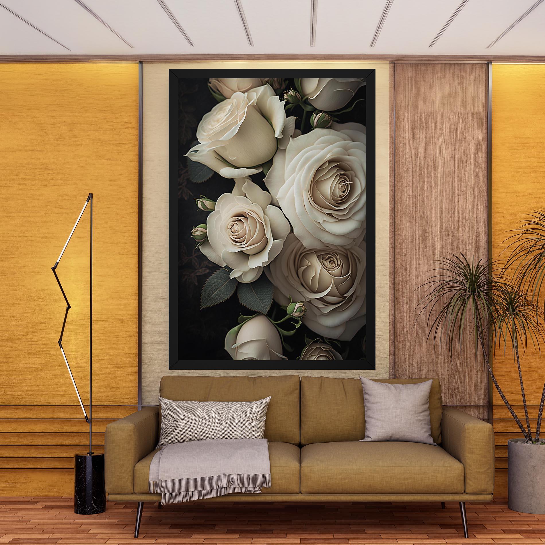Картина на платно Cream Roses Close Up mockup 9