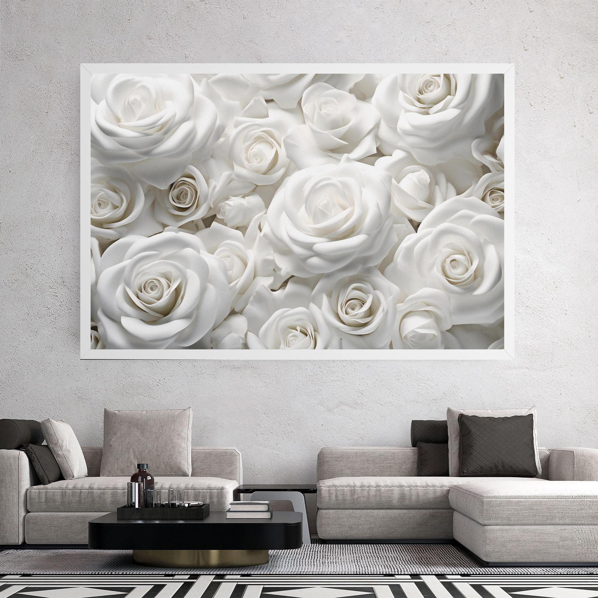 Картина на платно 3d White Roses mockup 2
