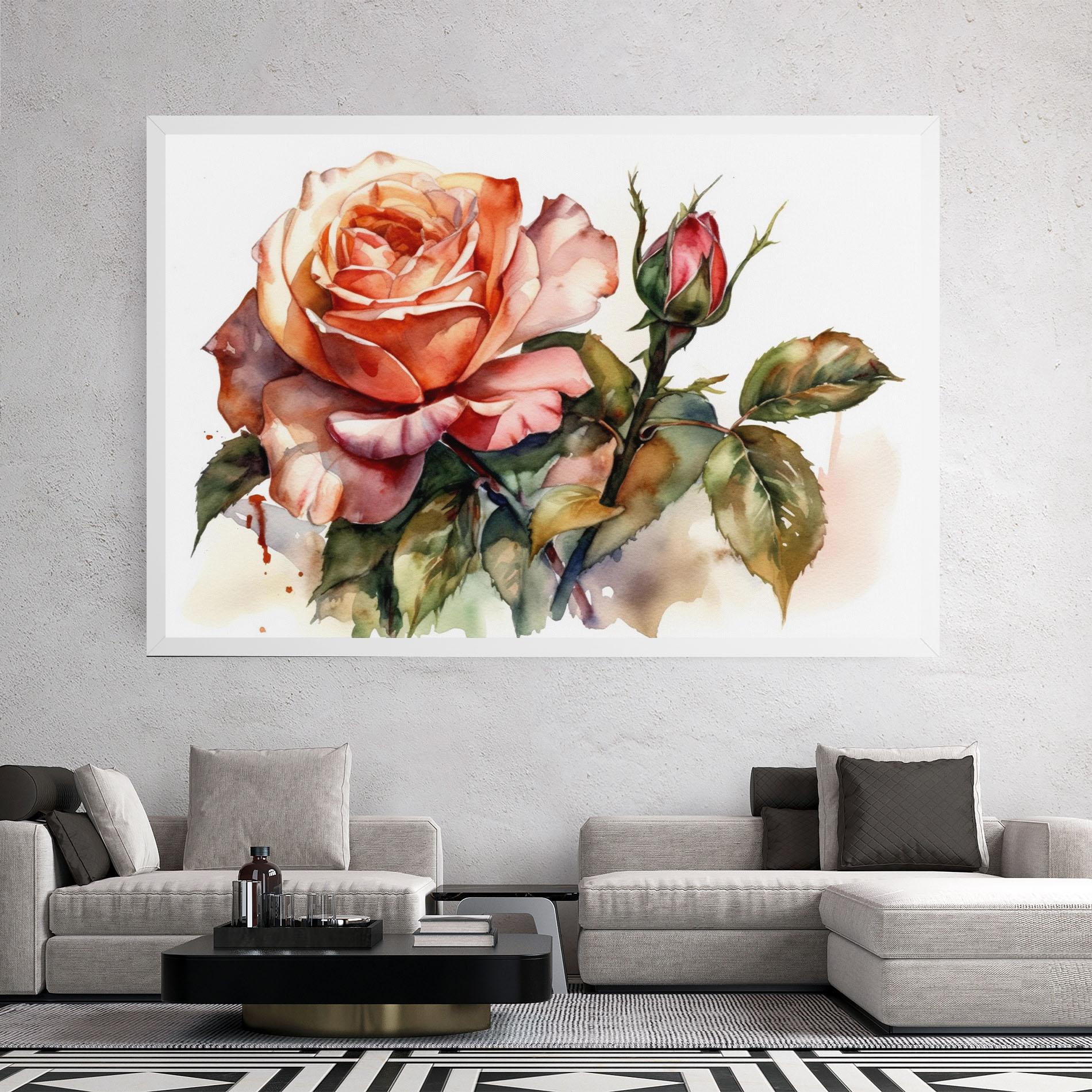Картина на платно Big Rose Painted mockup 2
