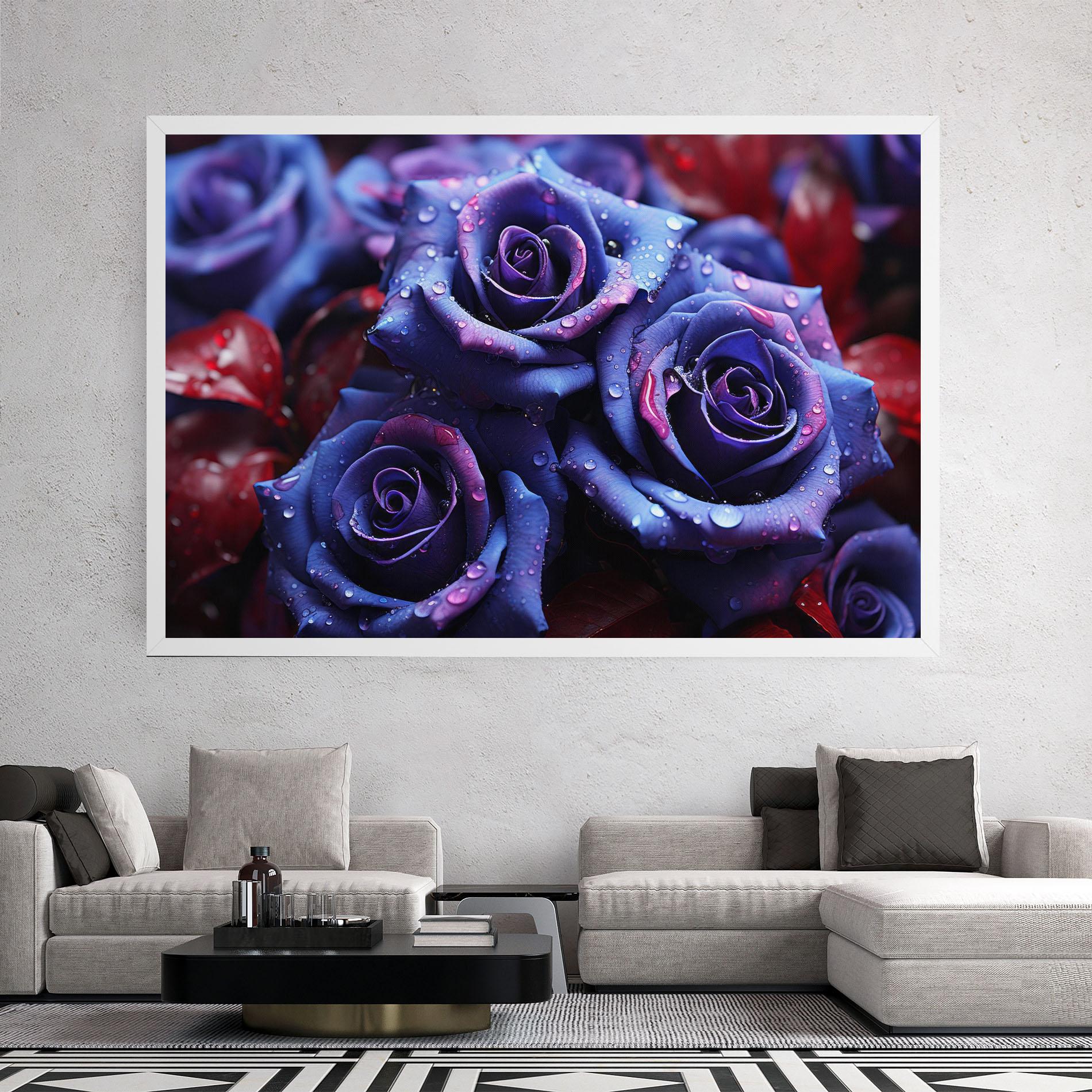 Картина на платно Blue Purple Rose mockup 2
