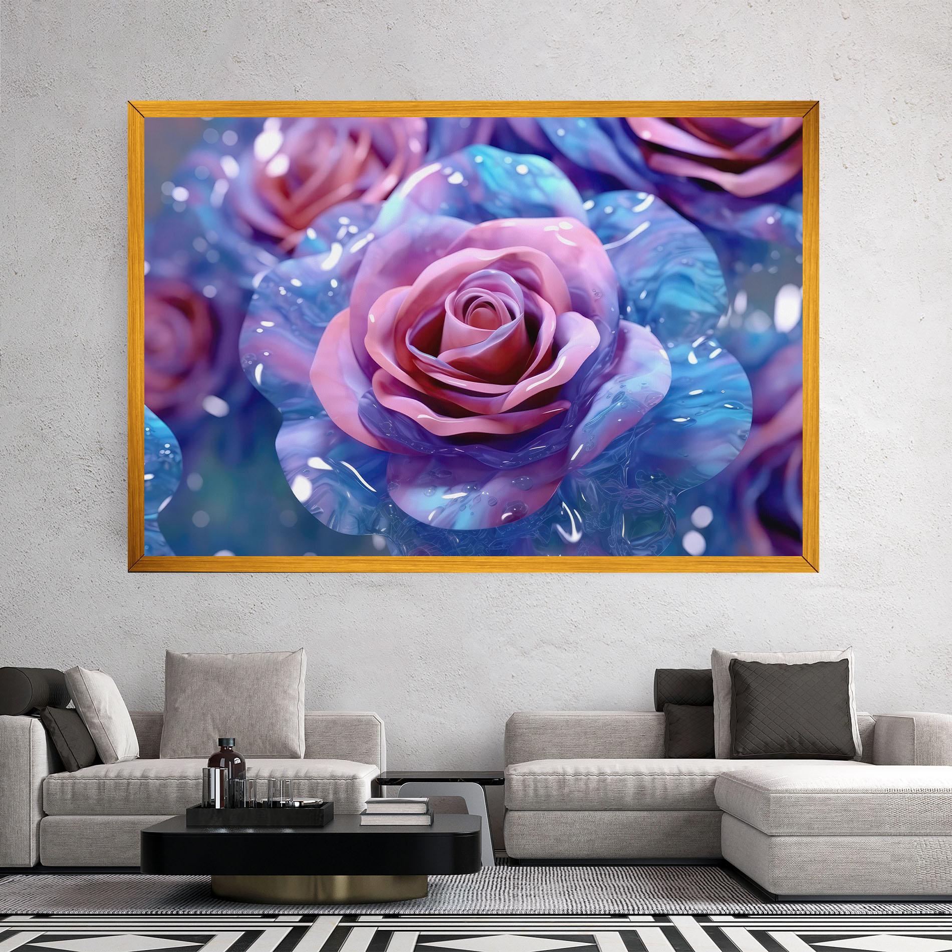 Картина на платно Beautiful Blue Pink Rose mockup 2