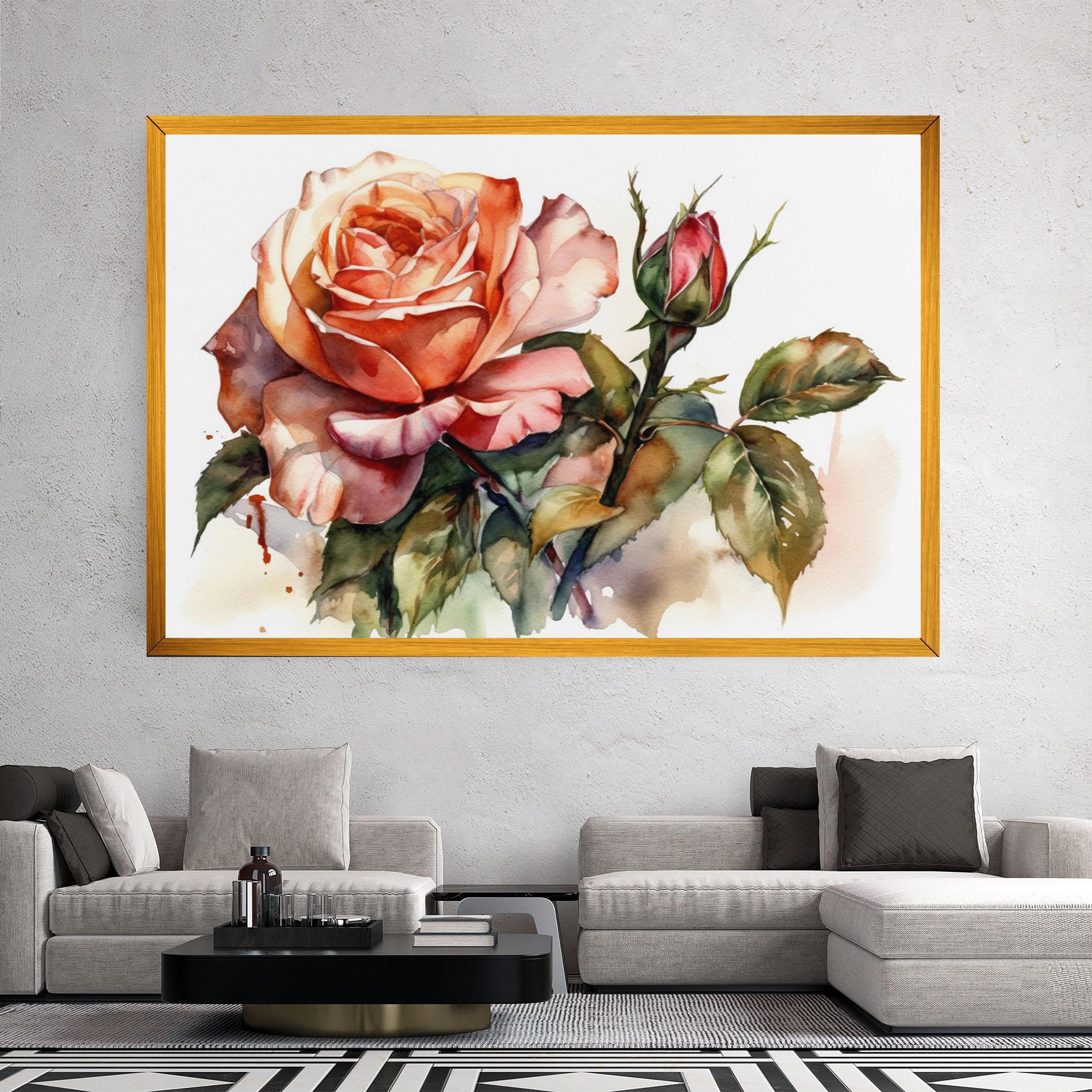 Картина на платно Big Rose Painted mockup 2