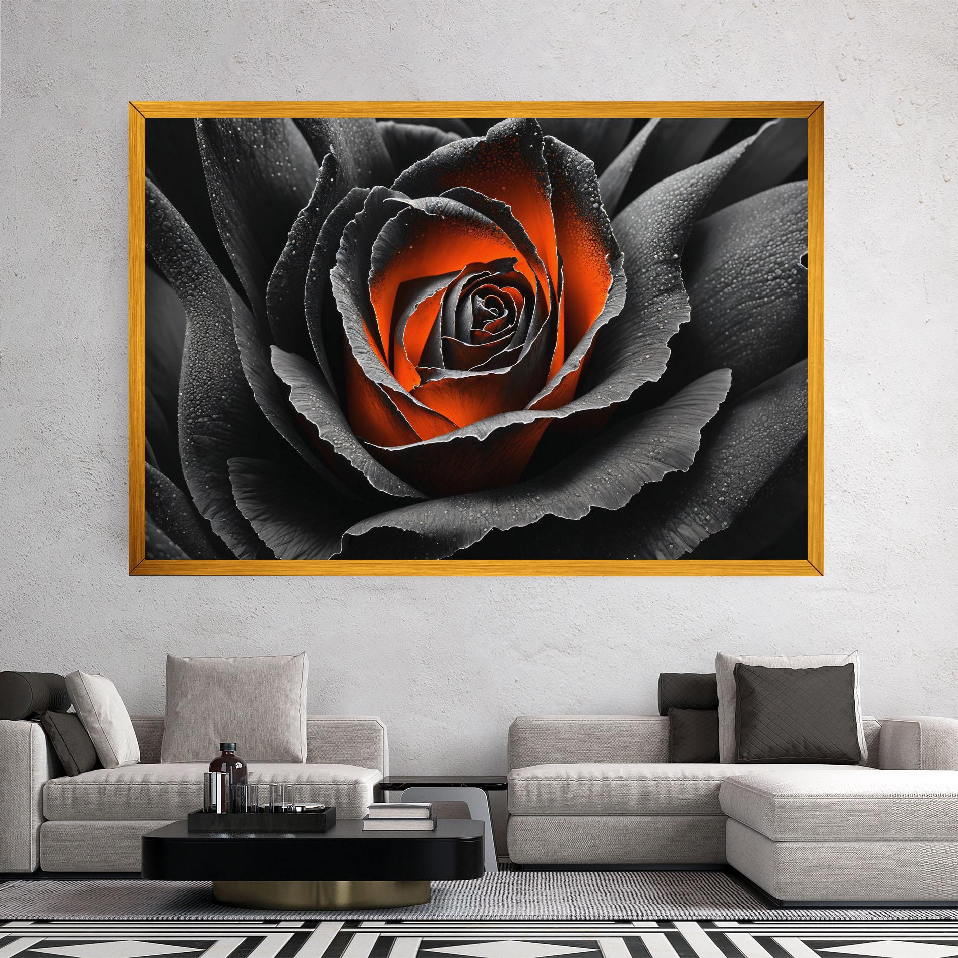 Картина на платно Grey Orange Rose mockup 2