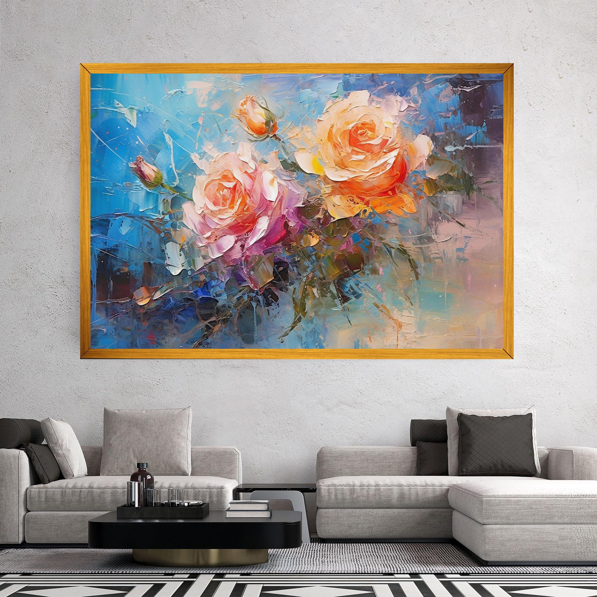 Картина на платно Light Orange Rose Painting mockup 2