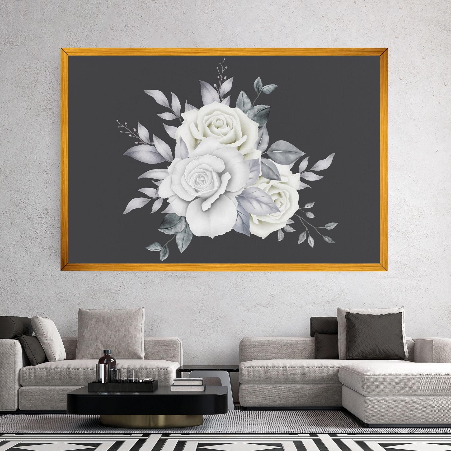 Картина на платно White Grey Rose mockup 2