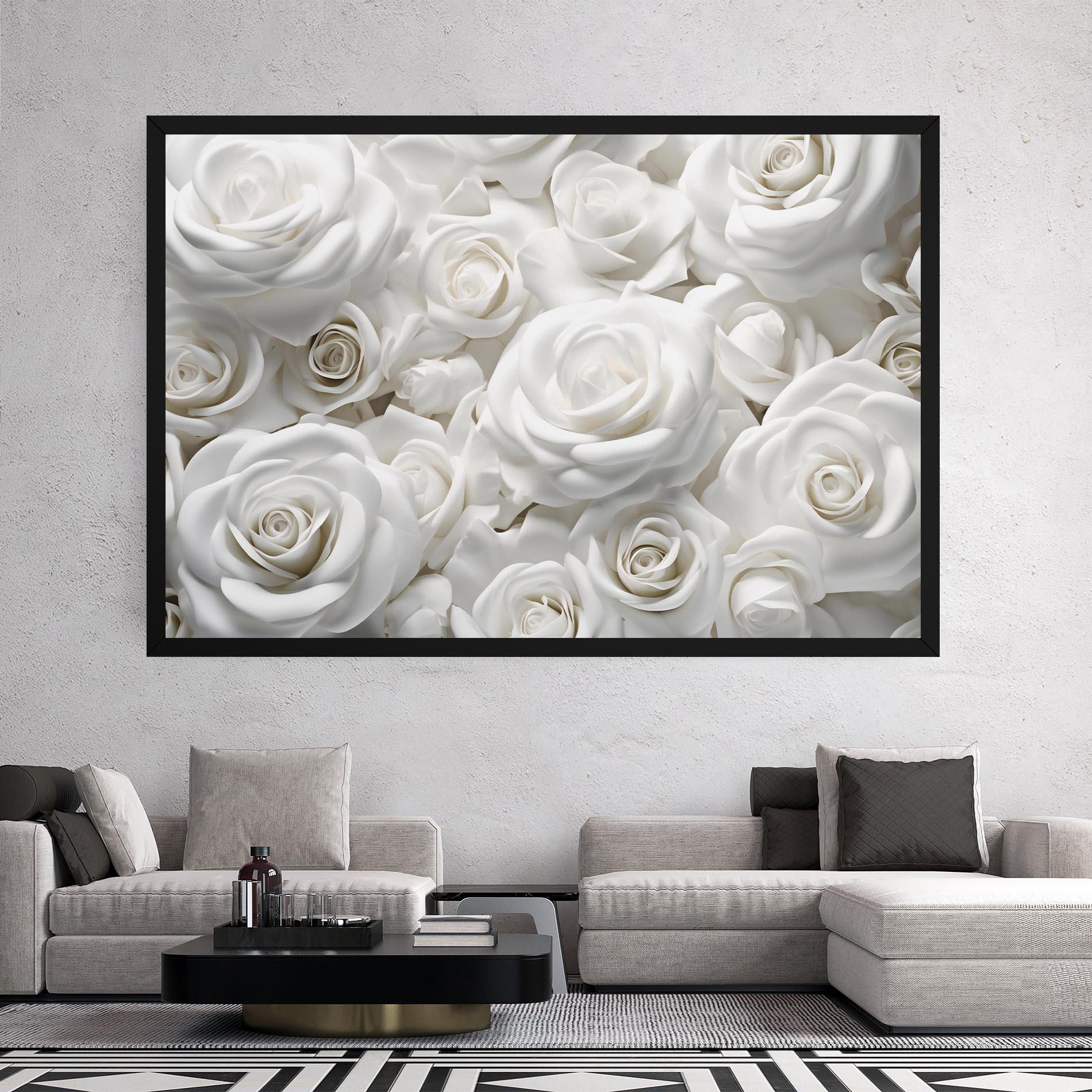 Картина на платно 3d White Roses mockup 2