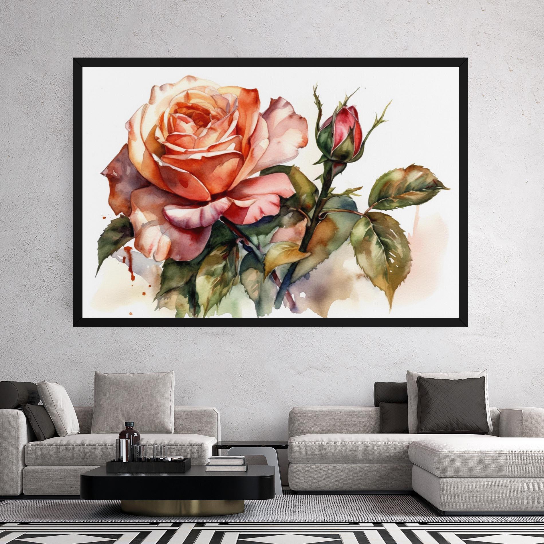 Картина на платно Big Rose Painted mockup 2