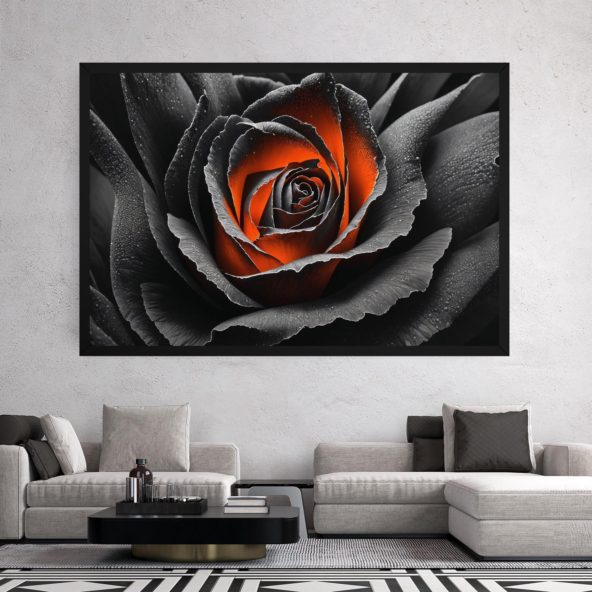Картина на платно Grey Orange Rose mockup 2