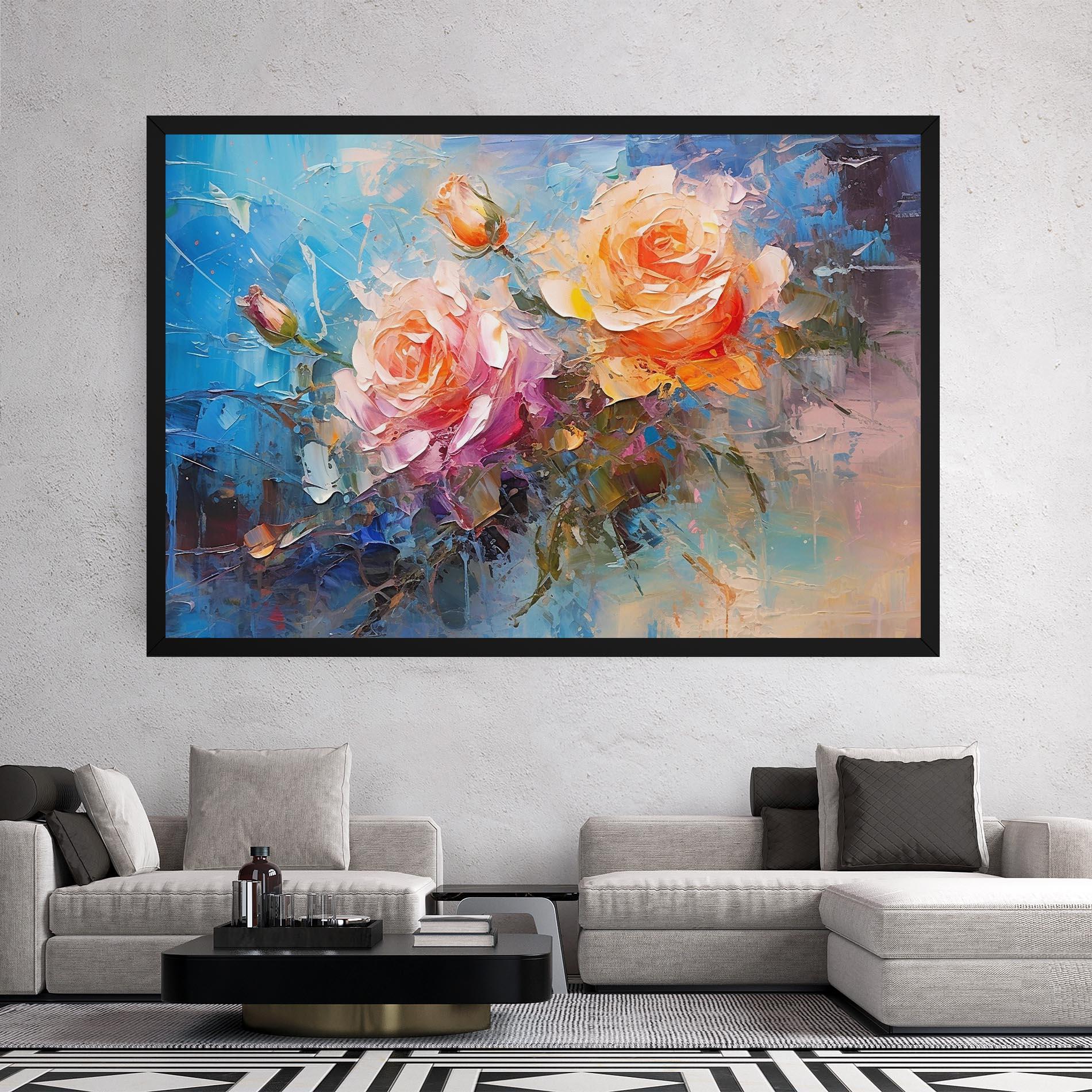Картина на платно Light Orange Rose Painting mockup 2