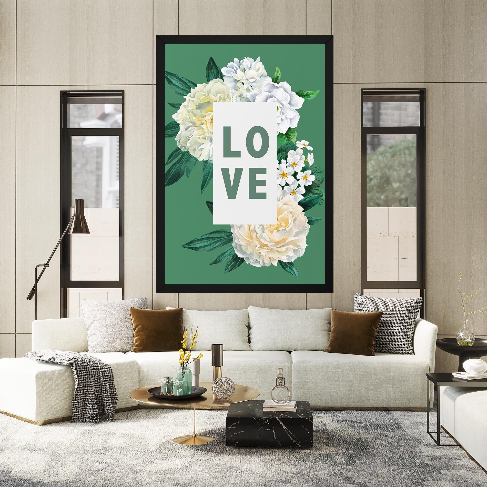 Картина на платно Love Green Rose mockup 2