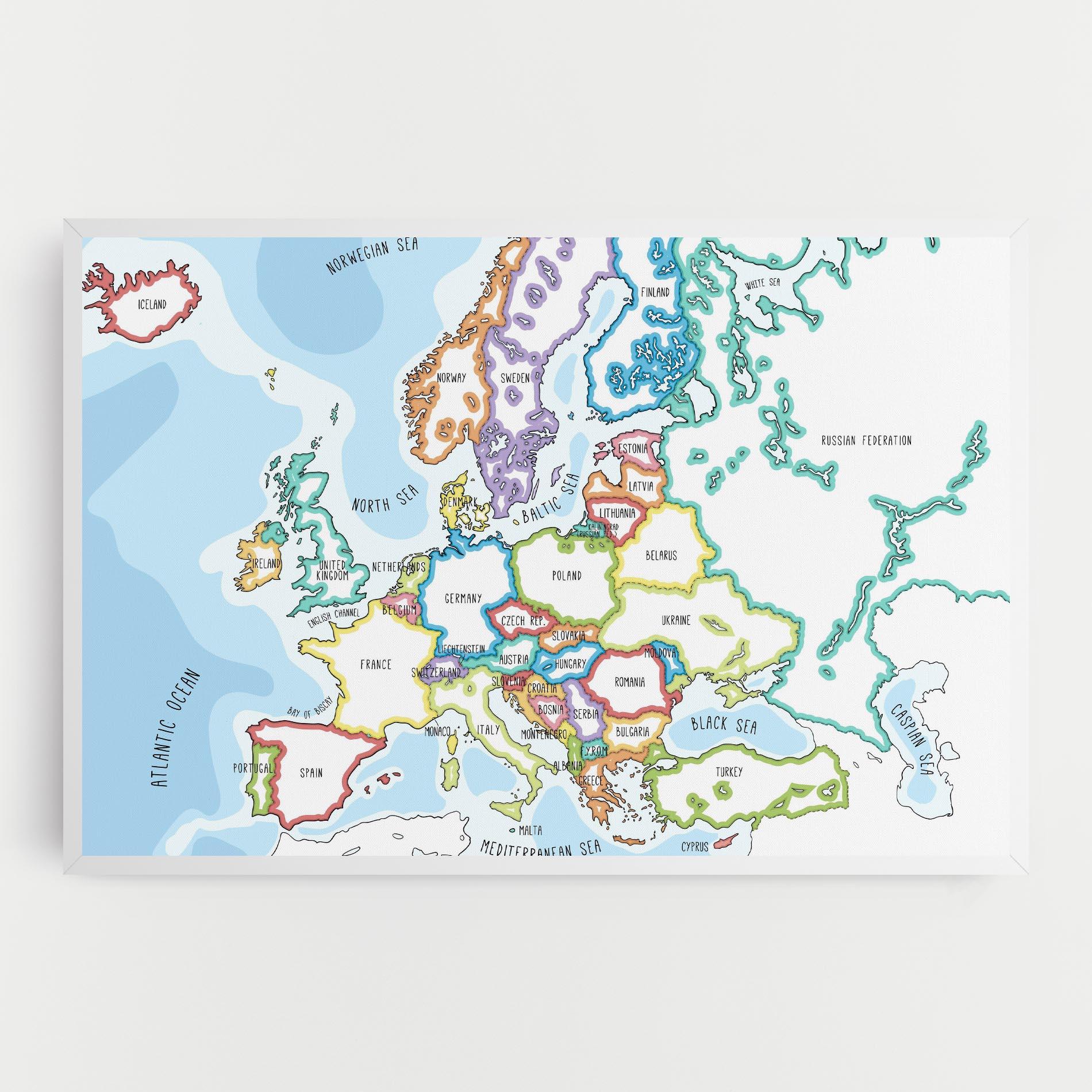 Картина на платно Europe Map mockup 0