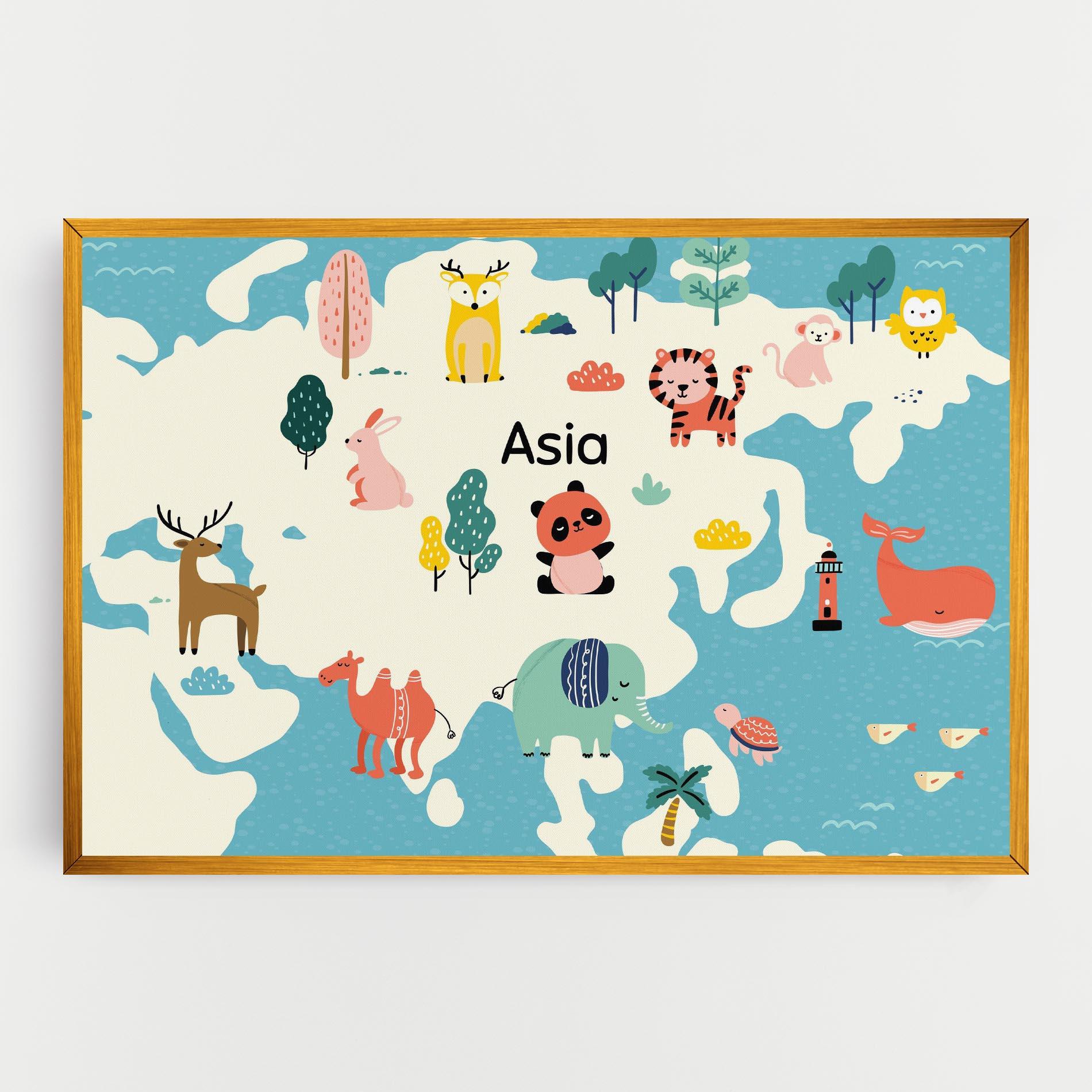 Картина на платно Asia Cute Map mockup 0