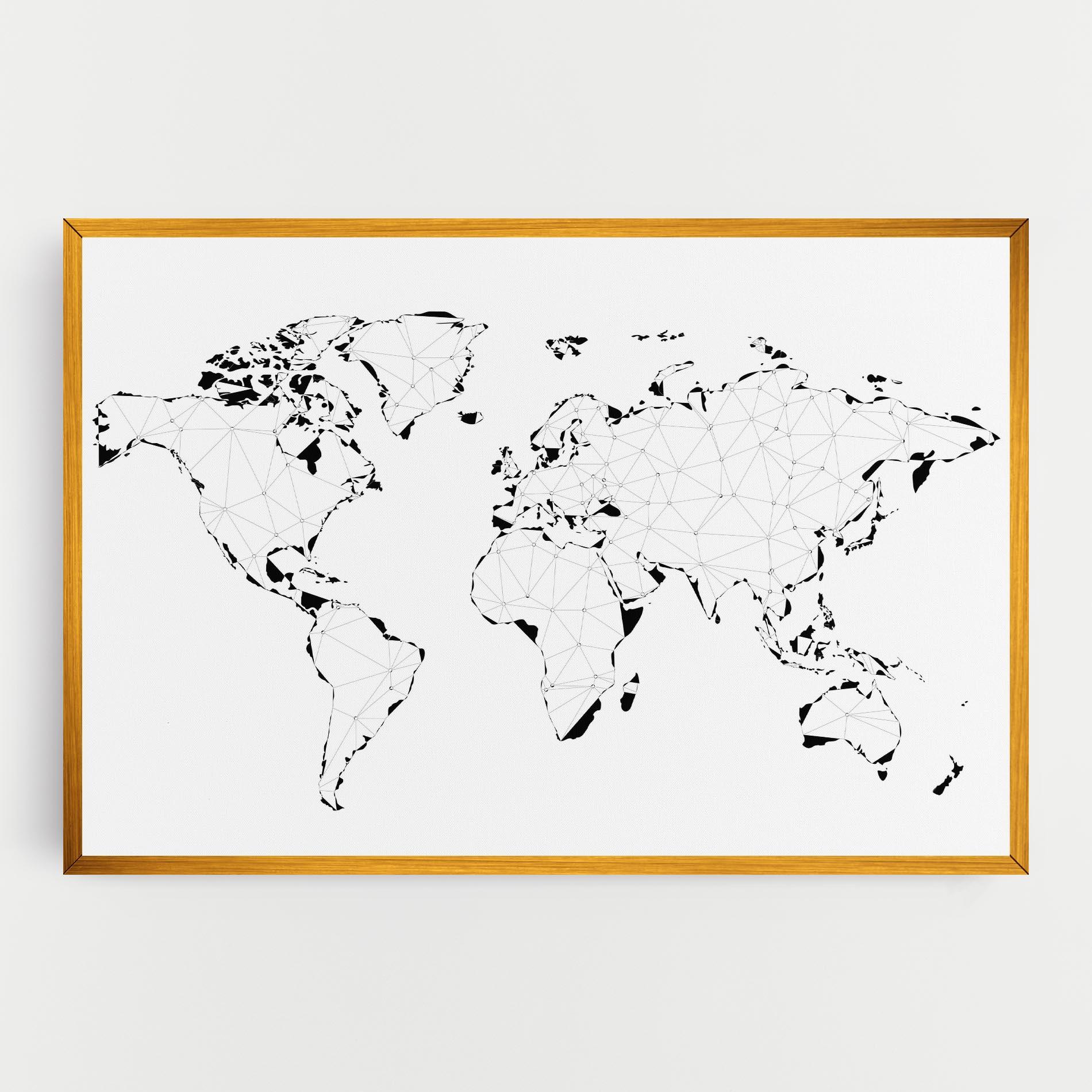 Картина на платно Black Line Map mockup 0