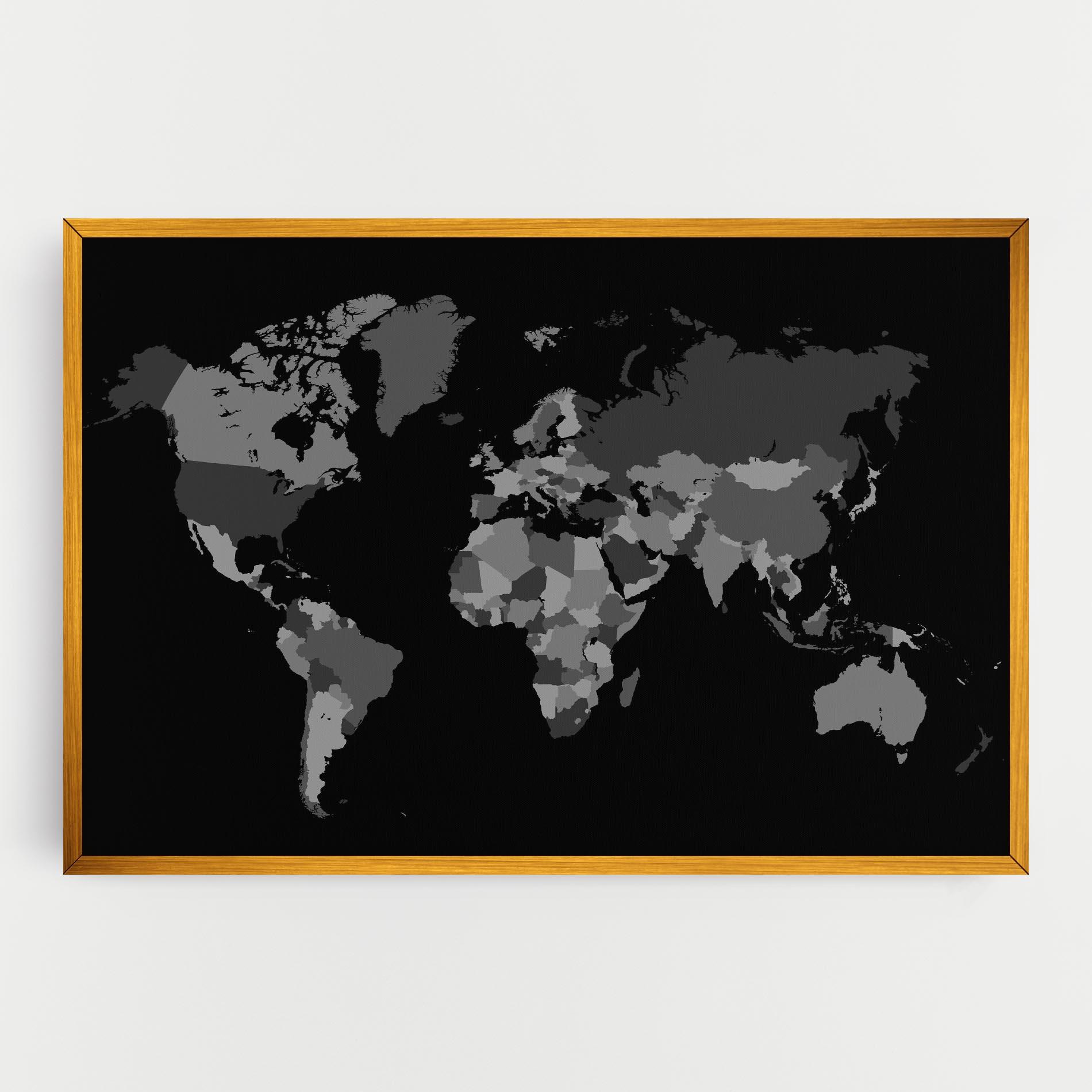 Картина на платно Grey Map World mockup 0