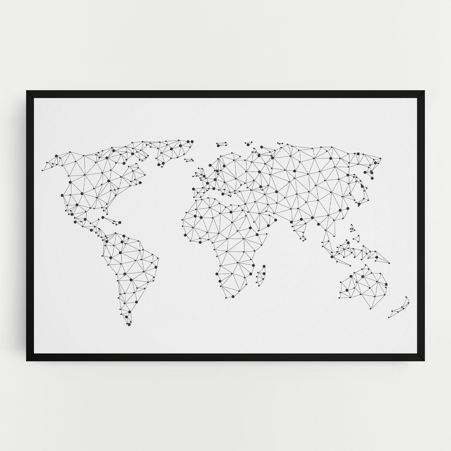 Картина на платно Black Map Line mockup 0