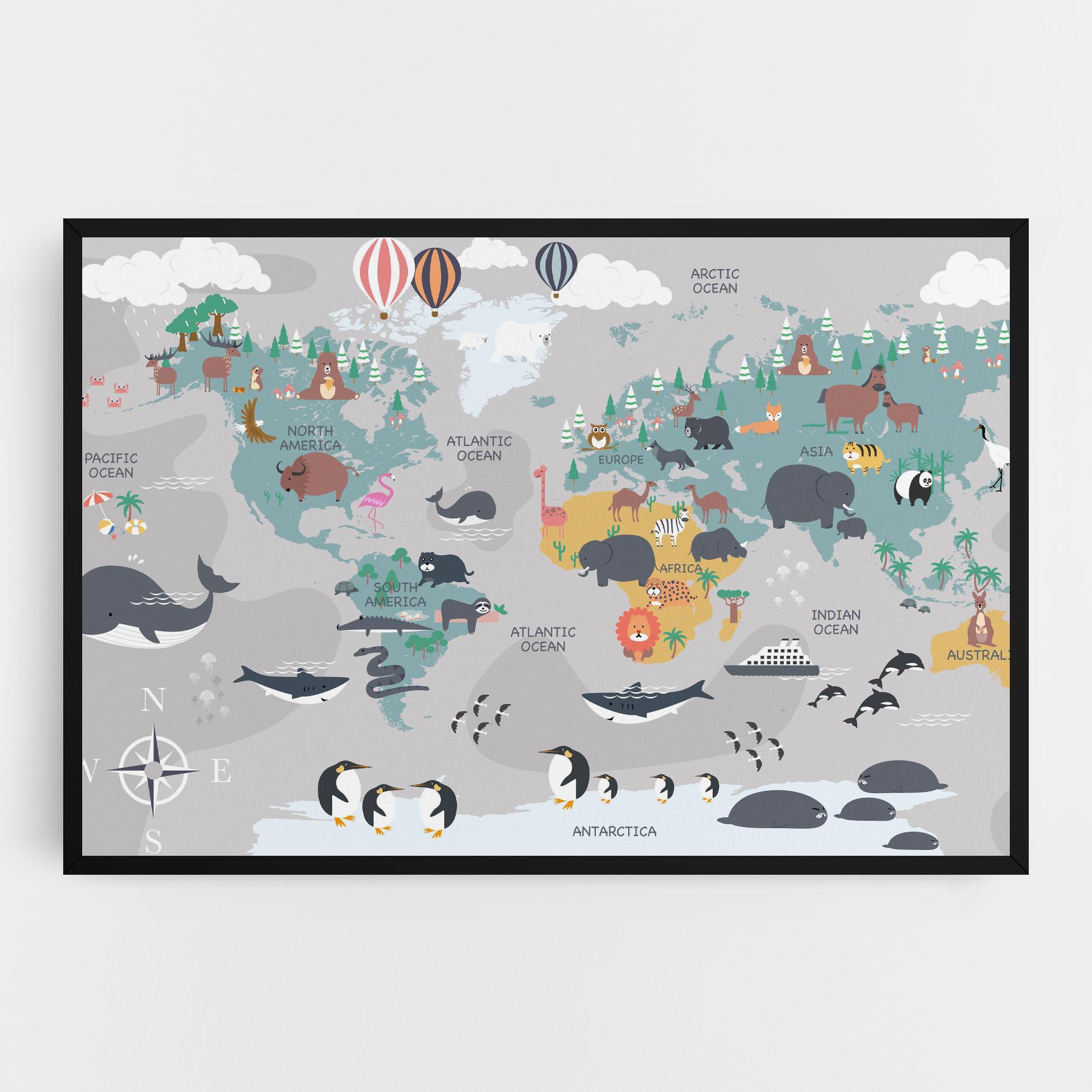 Картина на платно Cute Kids Map mockup 0