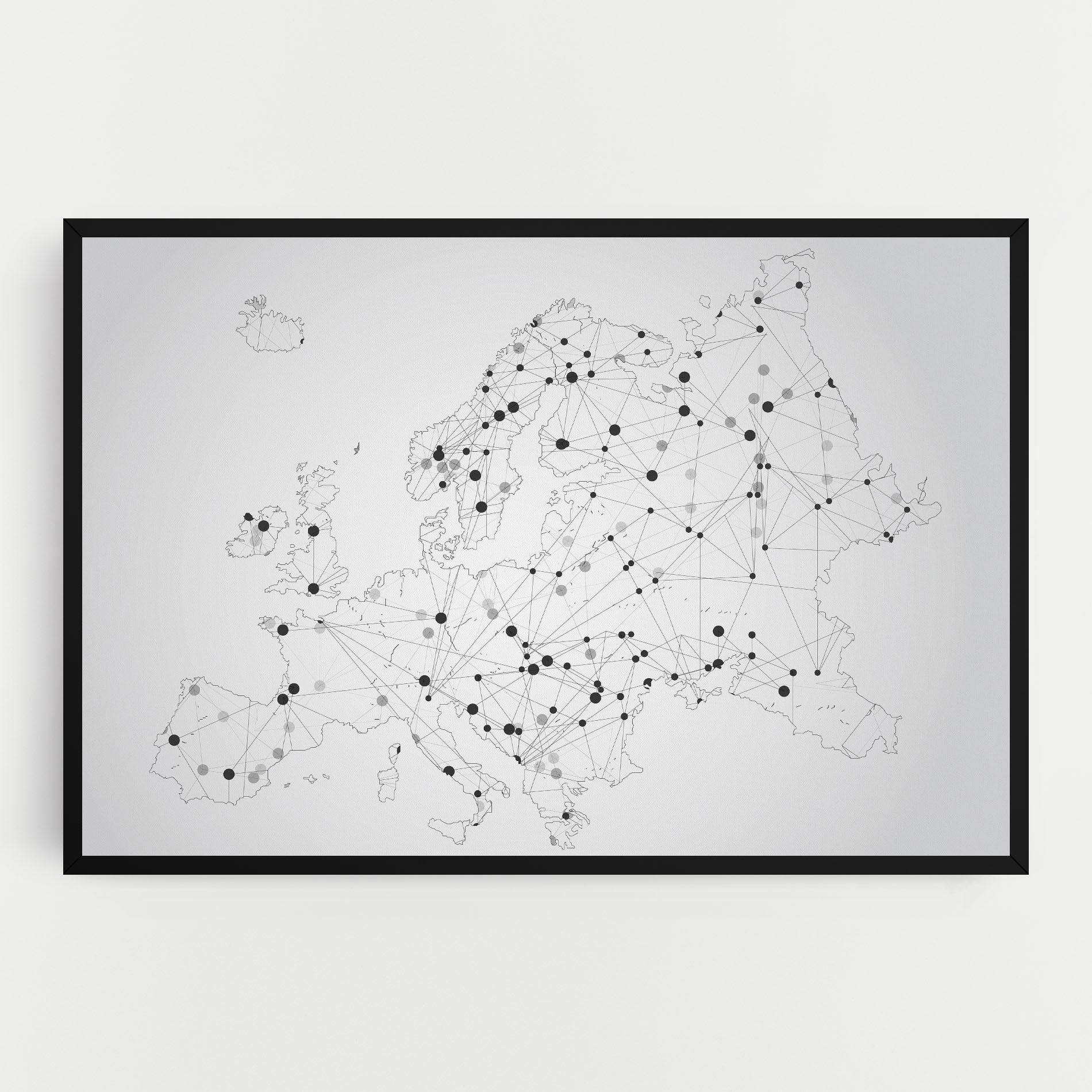 Картина на платно Europe Line Map mockup 0