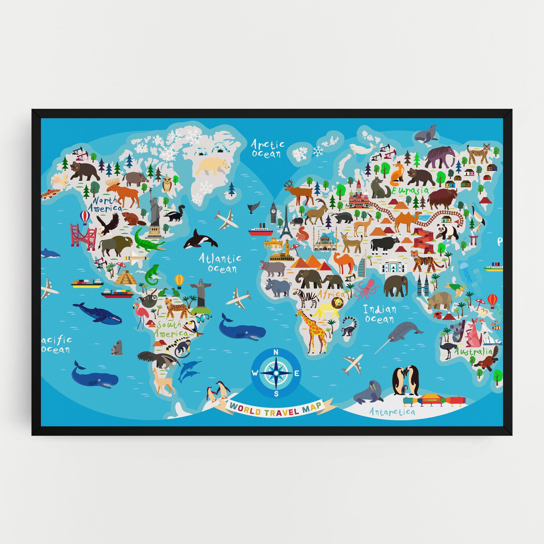 Картина на платно Travel Map mockup 0