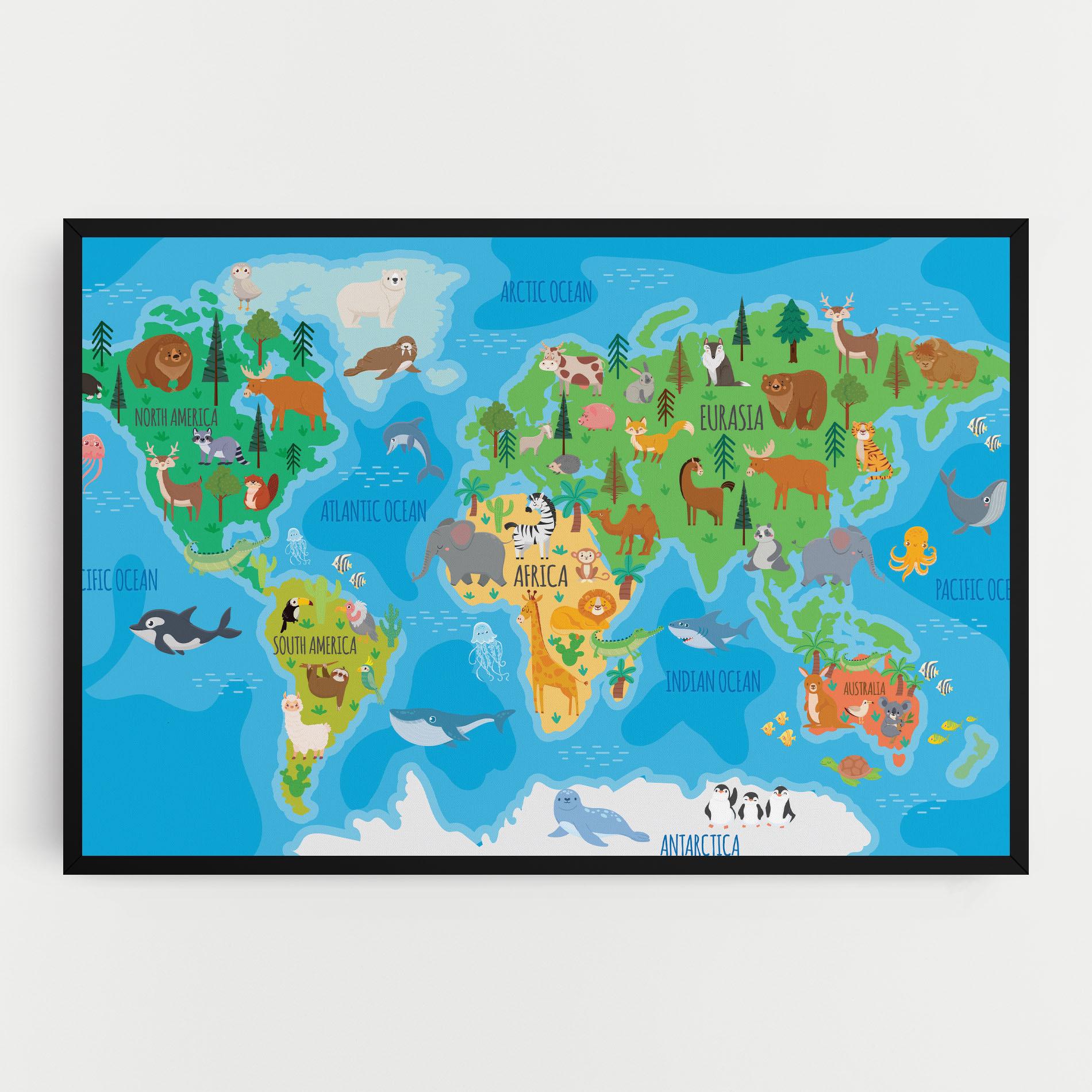 Картина на платно Worldwide Kids Map mockup 0