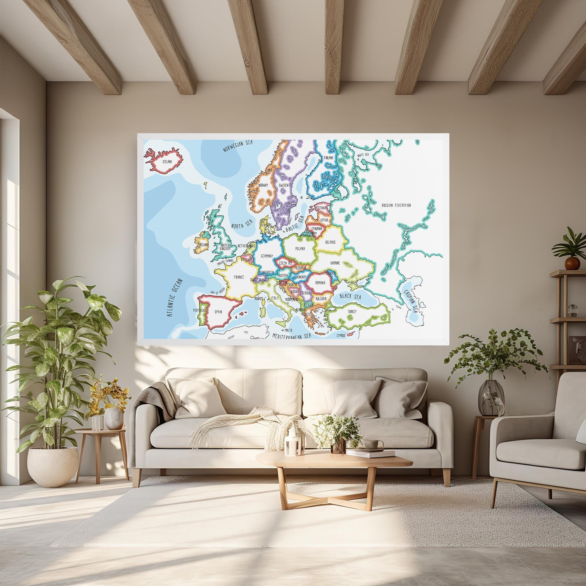 Картина на платно Europe Map mockup 6