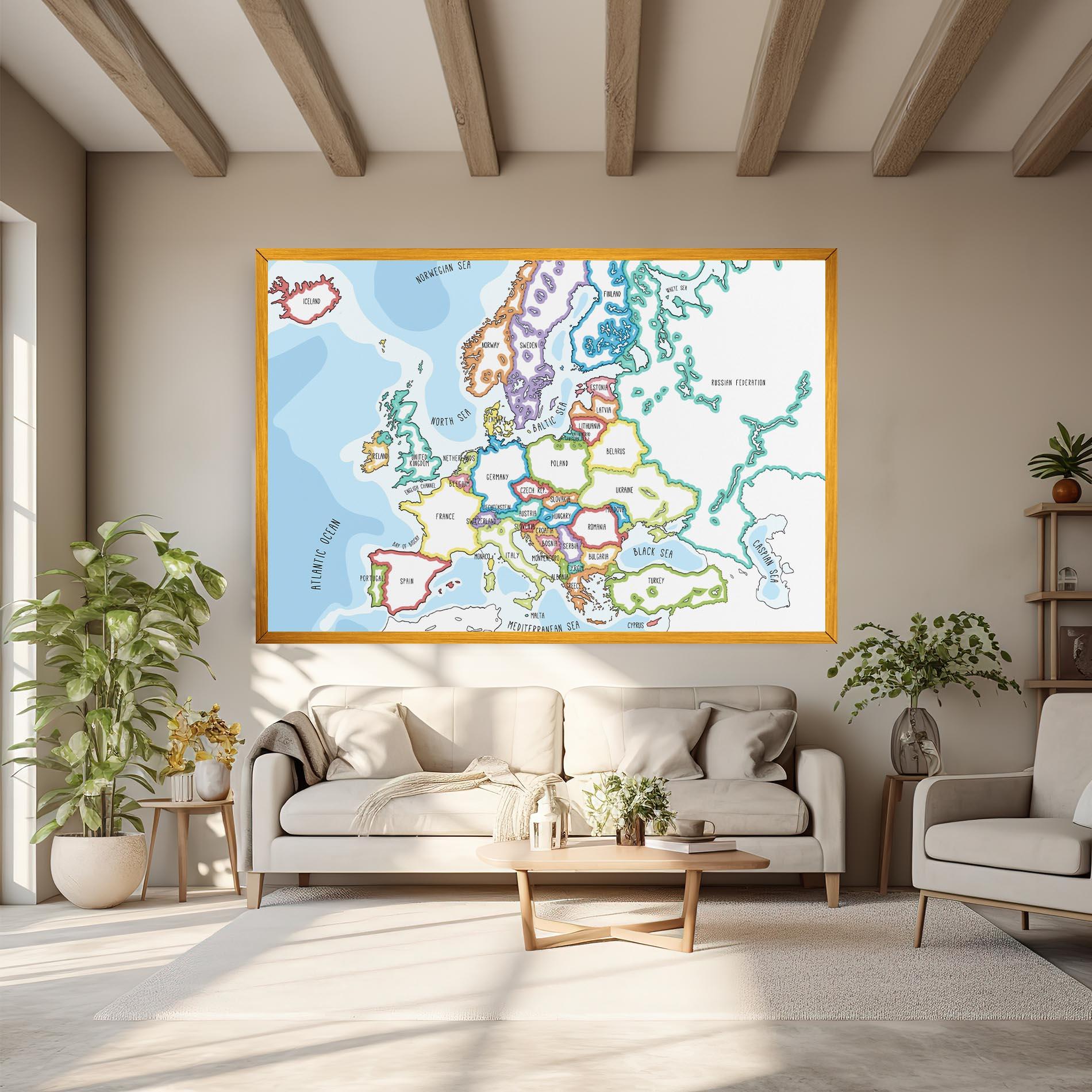 Картина на платно Europe Map mockup 6