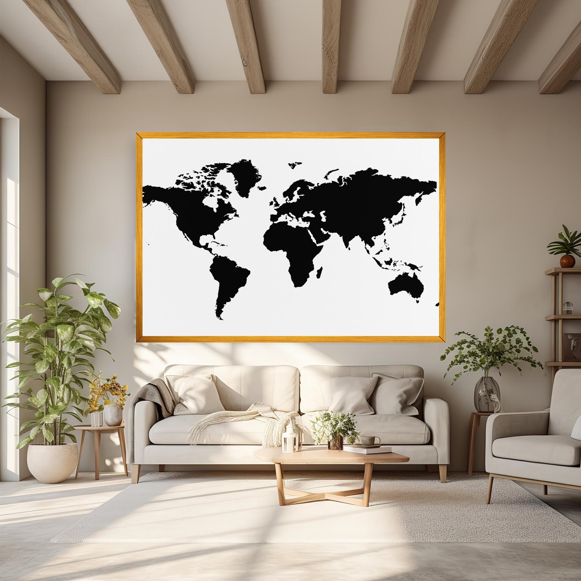 Картина на платно Global Black Map mockup 6