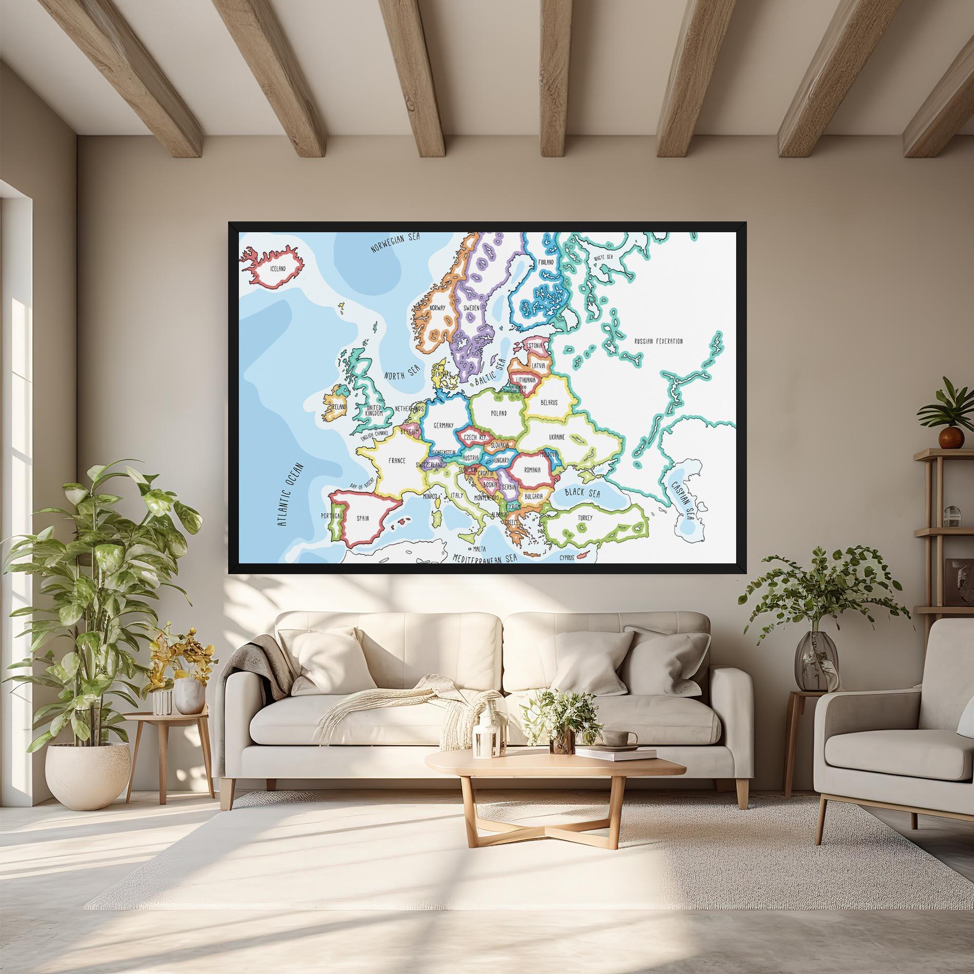 Картина на платно Europe Map mockup 6