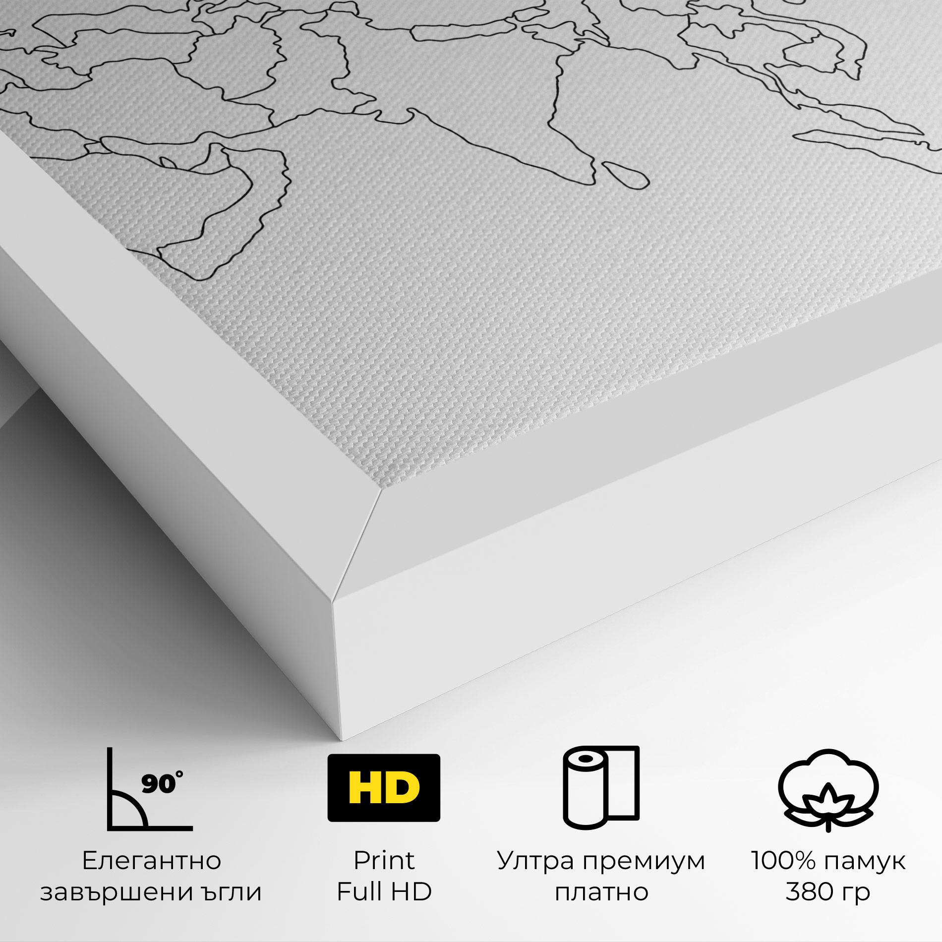 Картина на платно Asia Map Line mockup 4