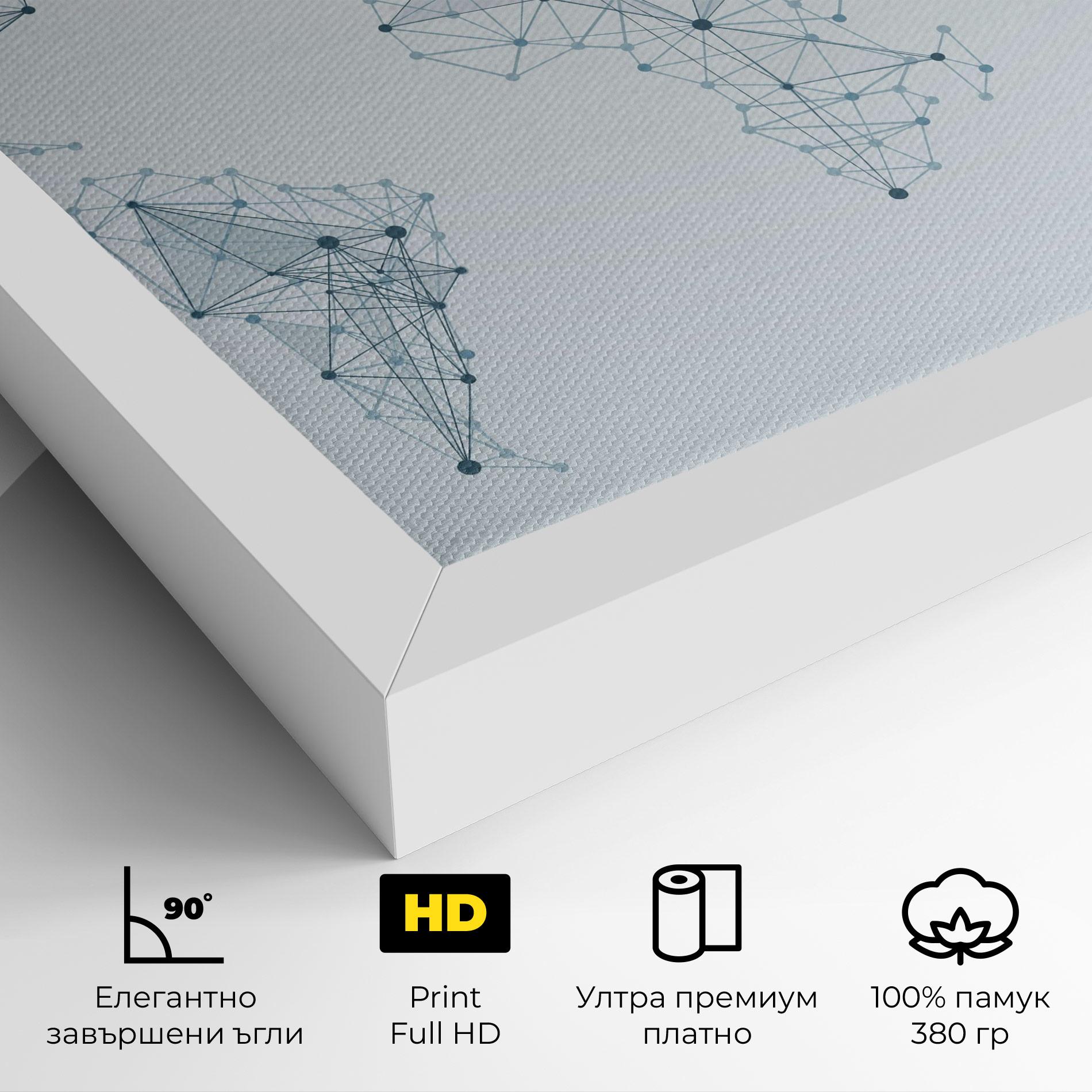 Картина на платно Blue Line Map mockup 4