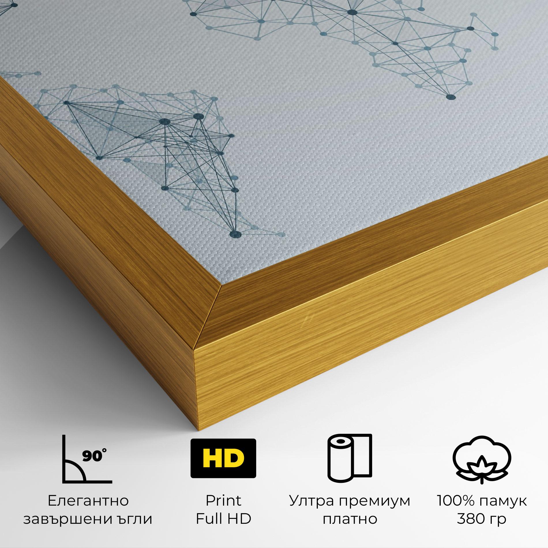 Картина на платно Blue Line Map mockup 4