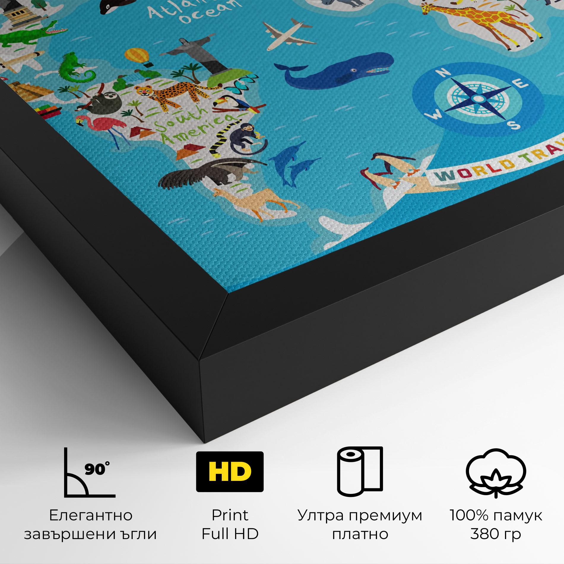 Картина на платно Travel Map mockup 4