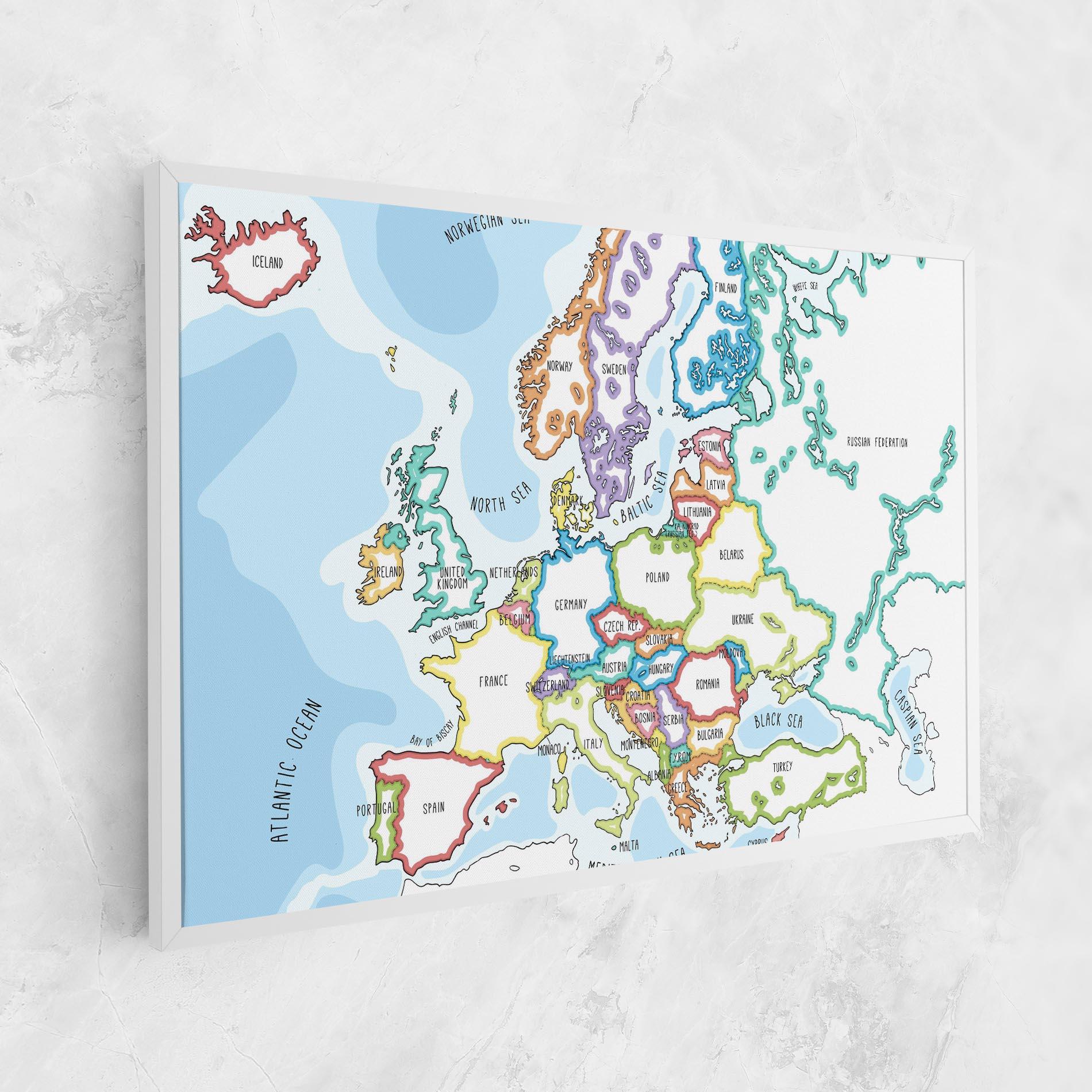 Картина на платно Europe Map mockup 1