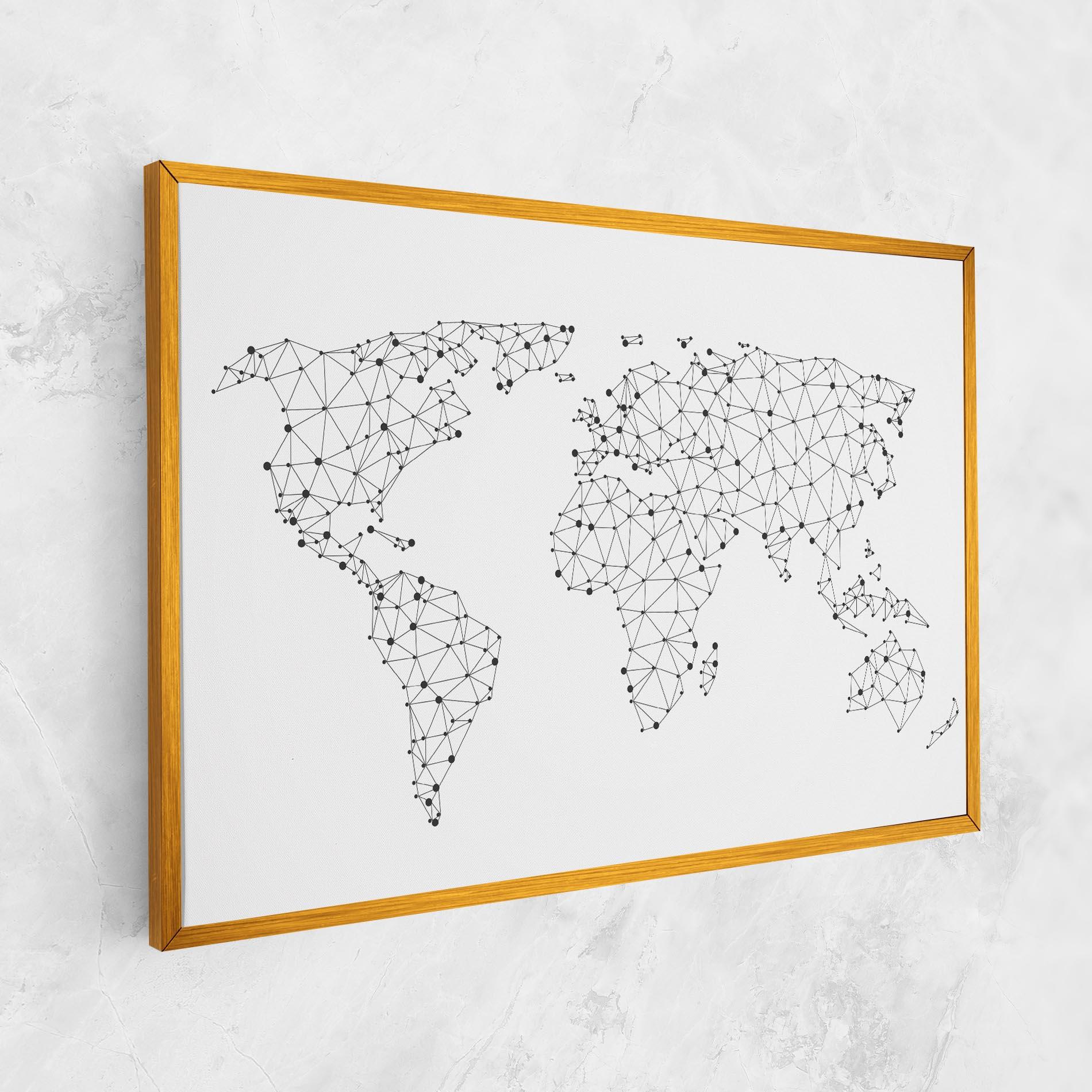 Картина на платно Black Map Line mockup 1