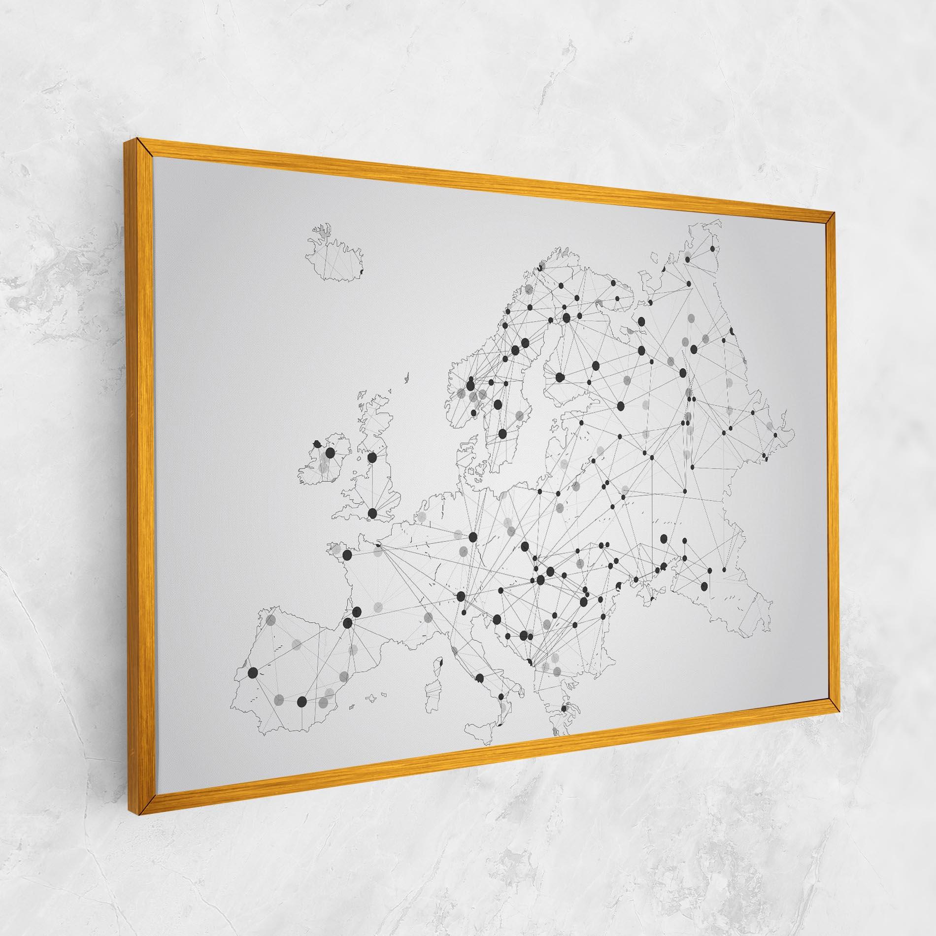Картина на платно Europe Line Map mockup 1