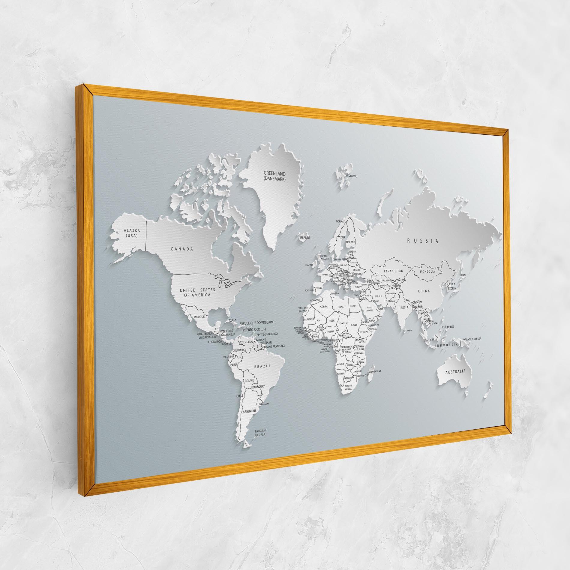 Картина на платно Grey White Map mockup 1