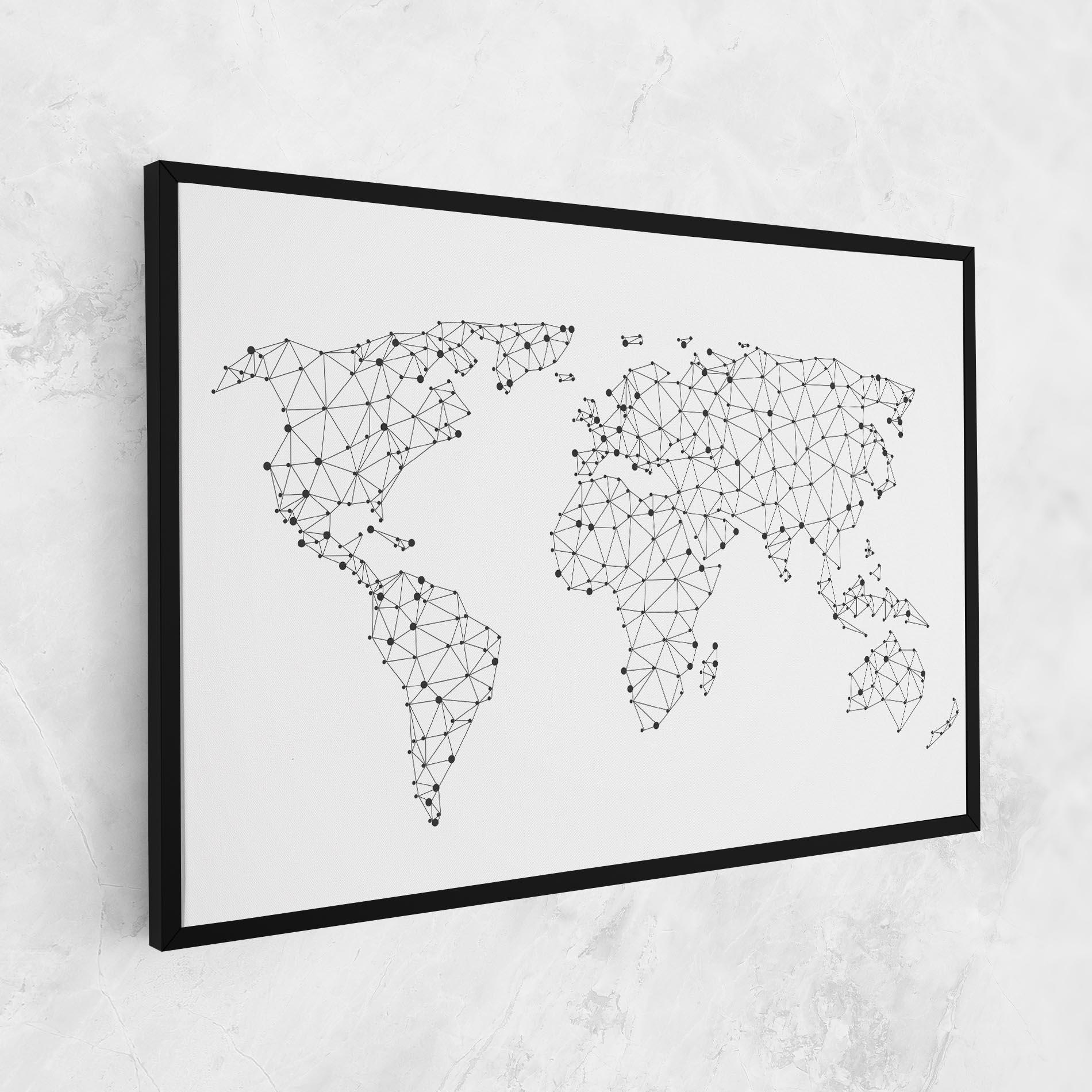 Картина на платно Black Map Line mockup 1