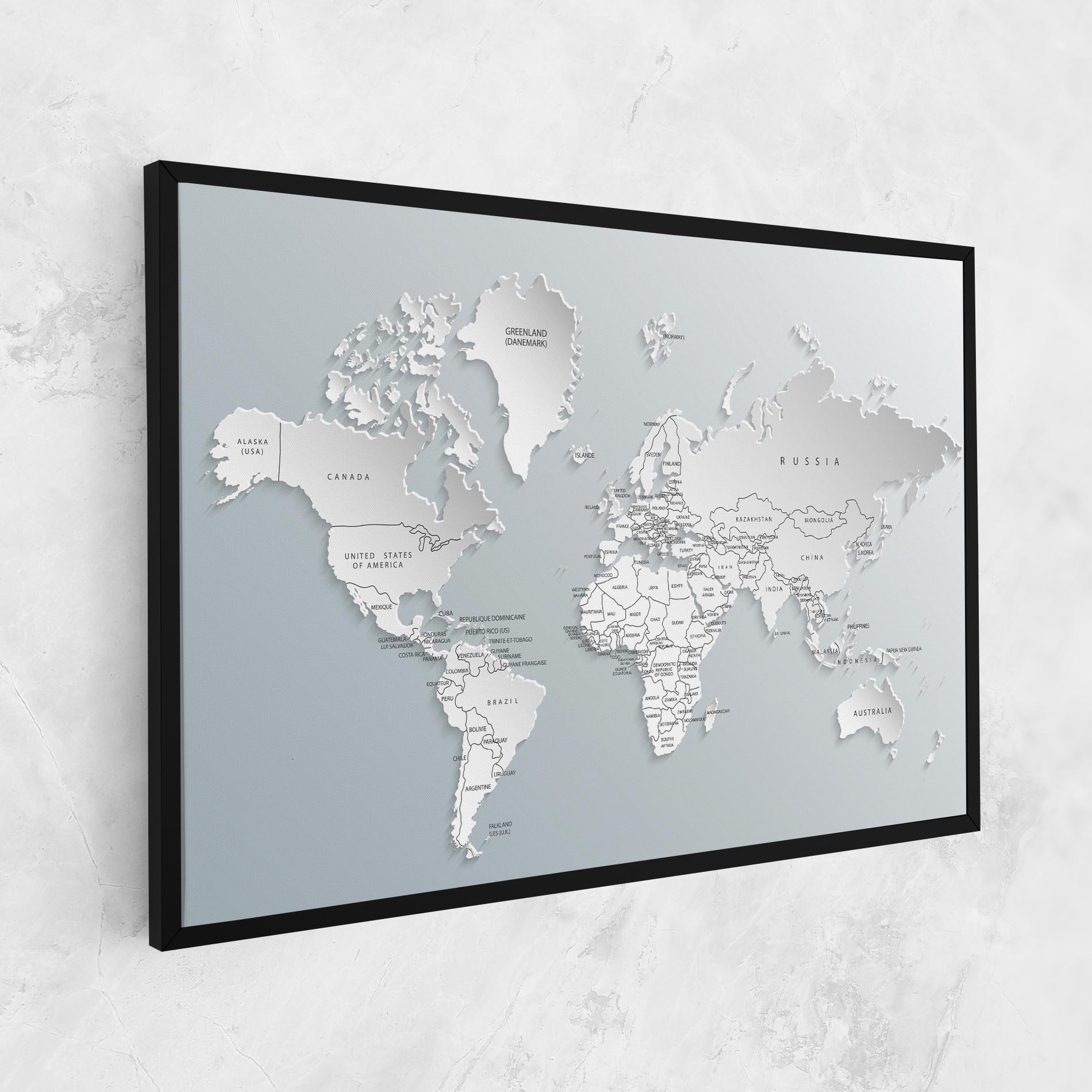 Картина на платно Grey White Map mockup 1